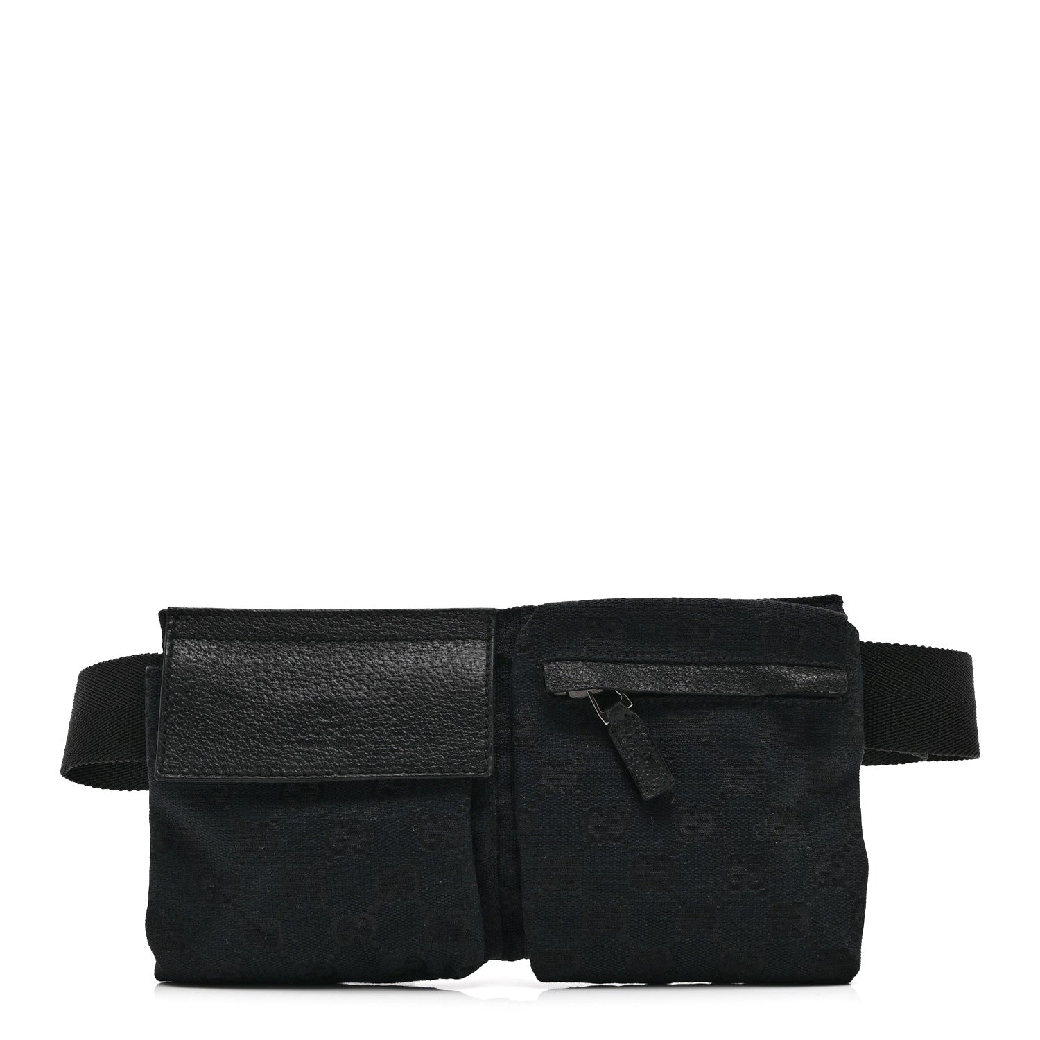 GG Monogram Double Pocket Belt Bag Black