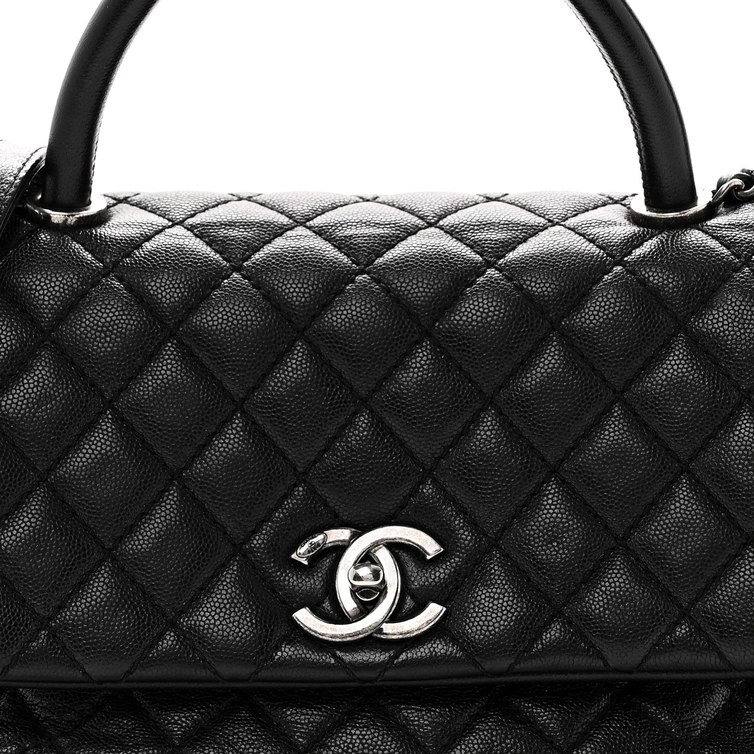 Caviar Quilted Small Coco Handle Flap Black