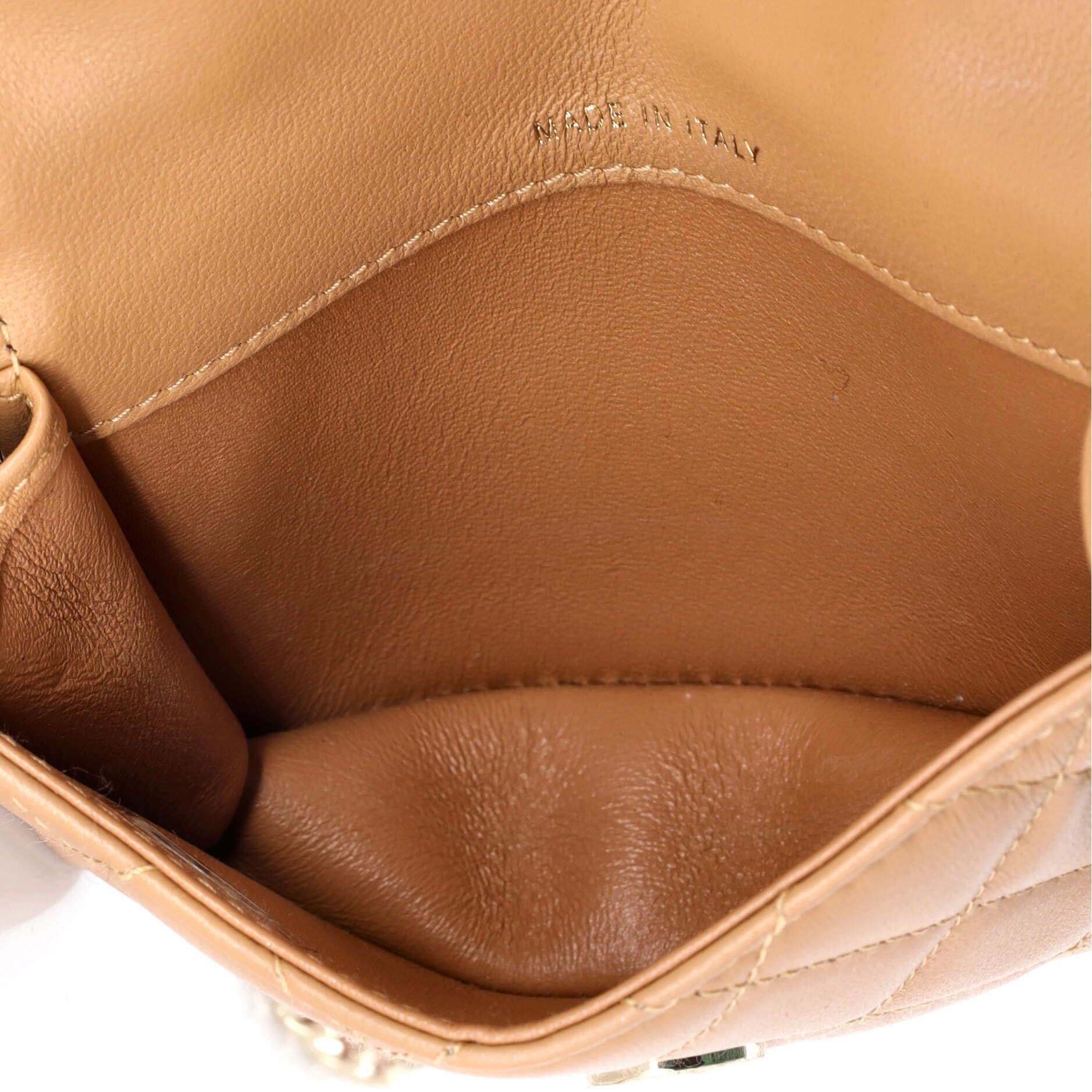 Top Handle Flap Coin Purse with Chain Quilted Lambskin