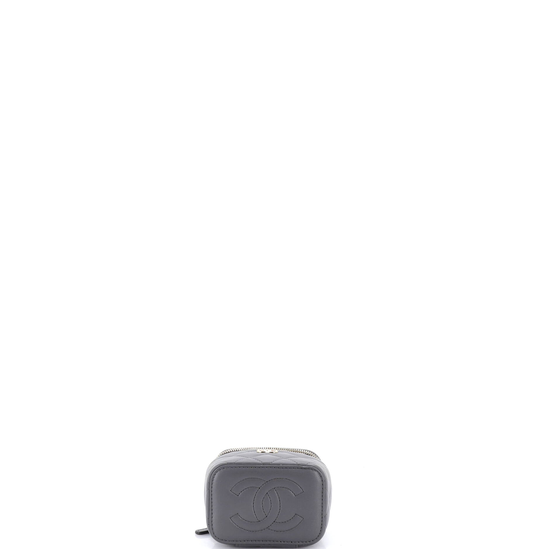 Classic Top Handle Vanity Case with Chain Quilted Lambskin Mini