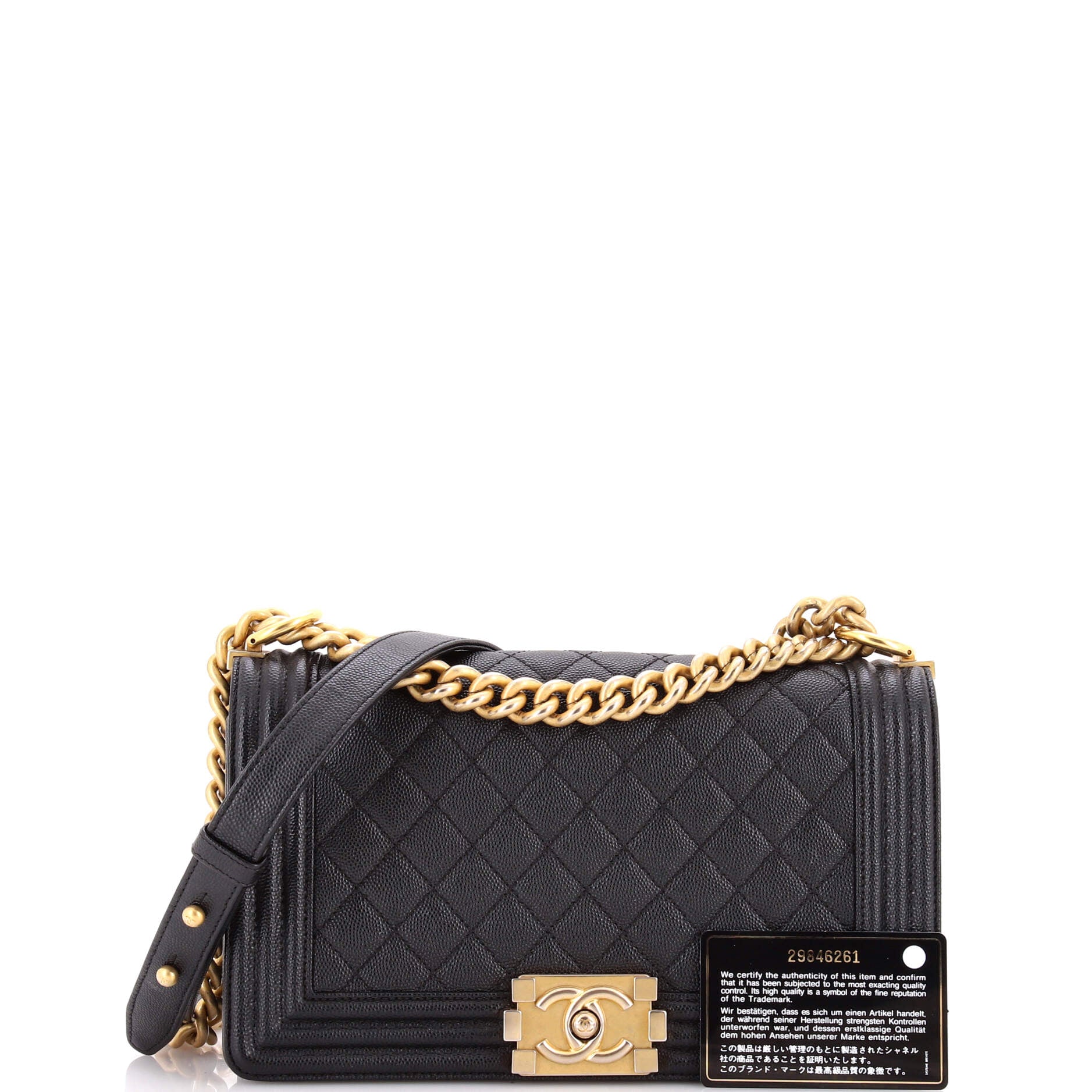 Boy Flap Bag Quilted Caviar Old Medium