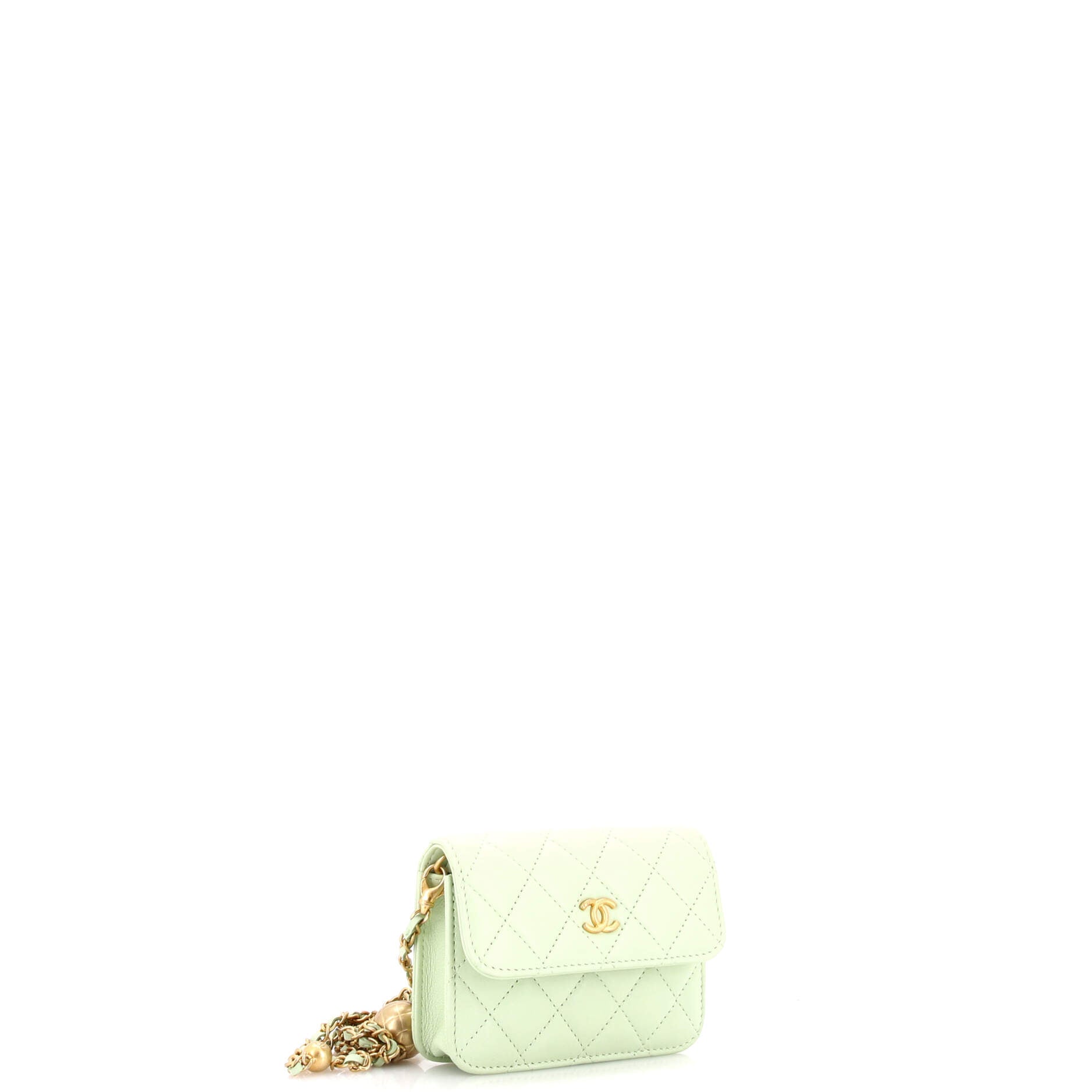 Pearl Crush Flap Clutch with Chain Quilted Lambskin Mini