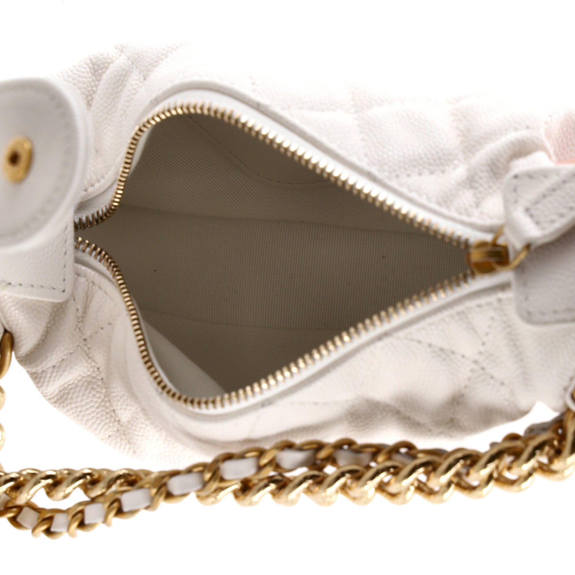 Double Chain Bow Hobo Pouch Quilted Caviar Mini