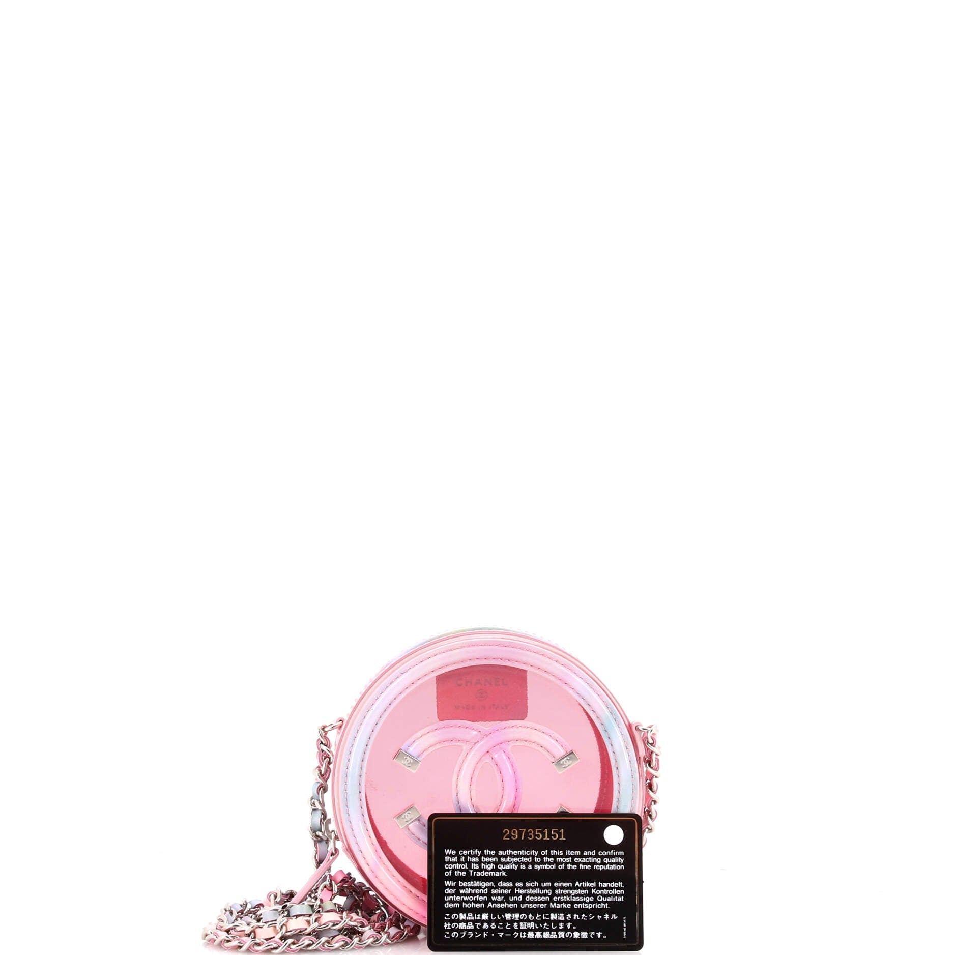 Filigree Round Clutch with Chain PVC with Lambskin Mini