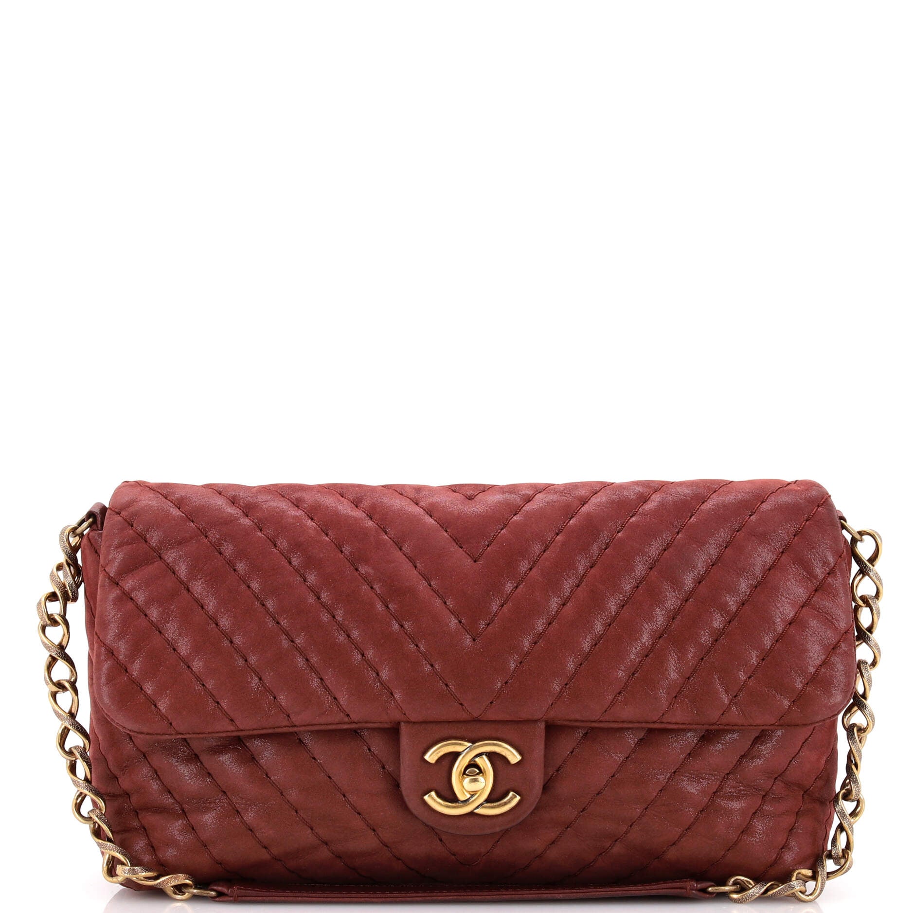 Surpique Chevron Flap Bag Quilted Iridescent Calfskin Jumbo