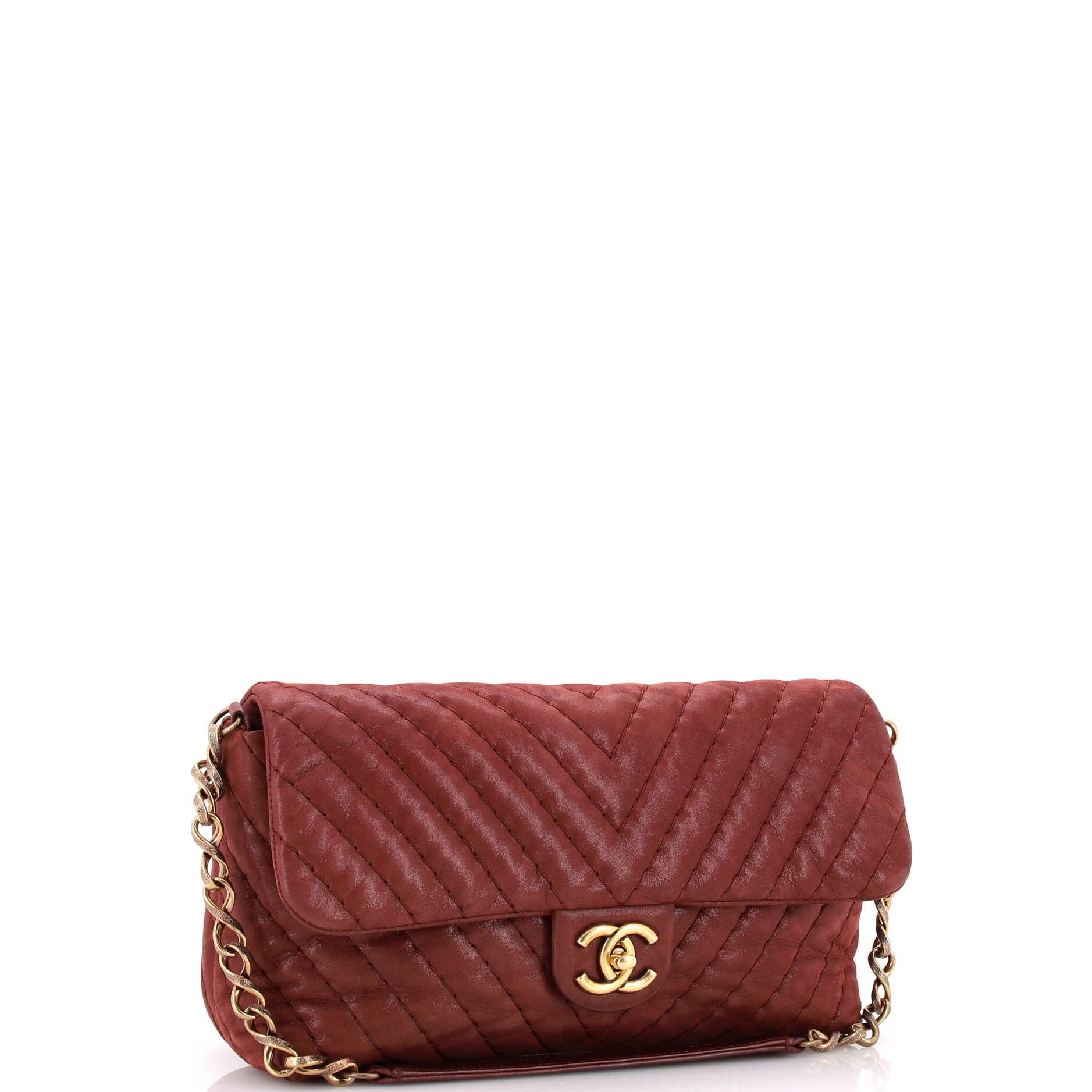 Surpique Chevron Flap Bag Quilted Iridescent Calfskin Jumbo