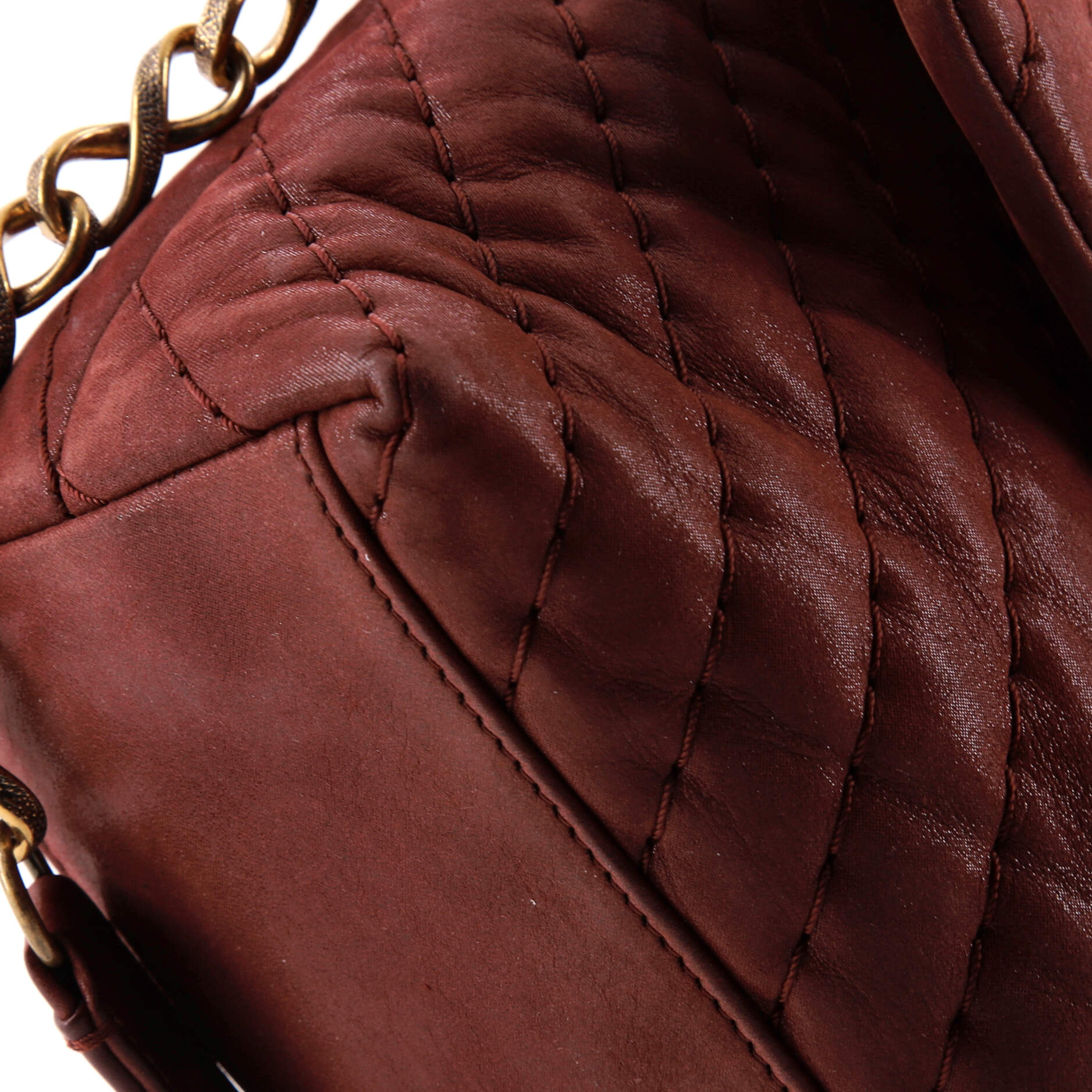 Surpique Chevron Flap Bag Quilted Iridescent Calfskin Jumbo