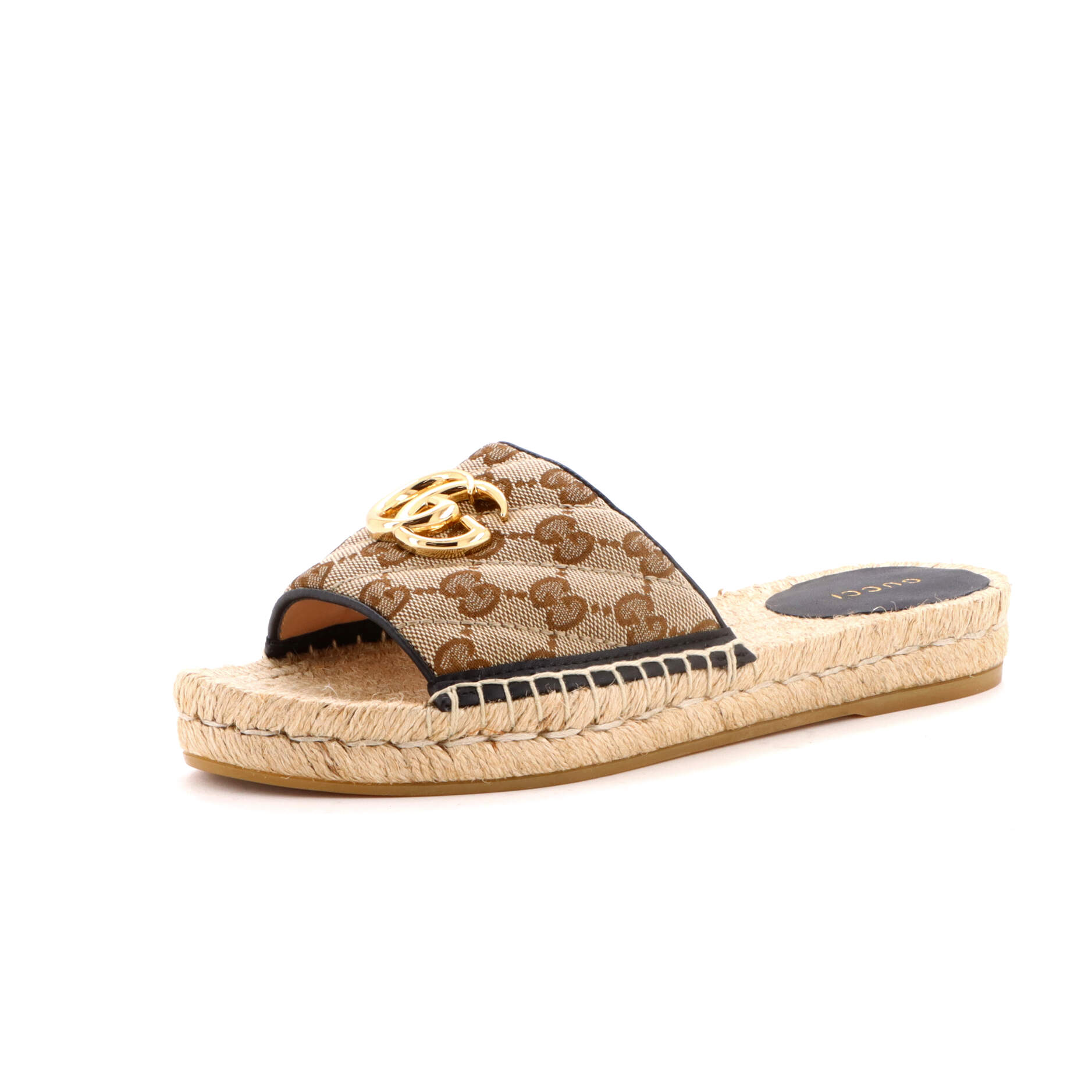Women's GG Marmont Espadrilles Slide Sandals Diagonal Quilted GG Canvas