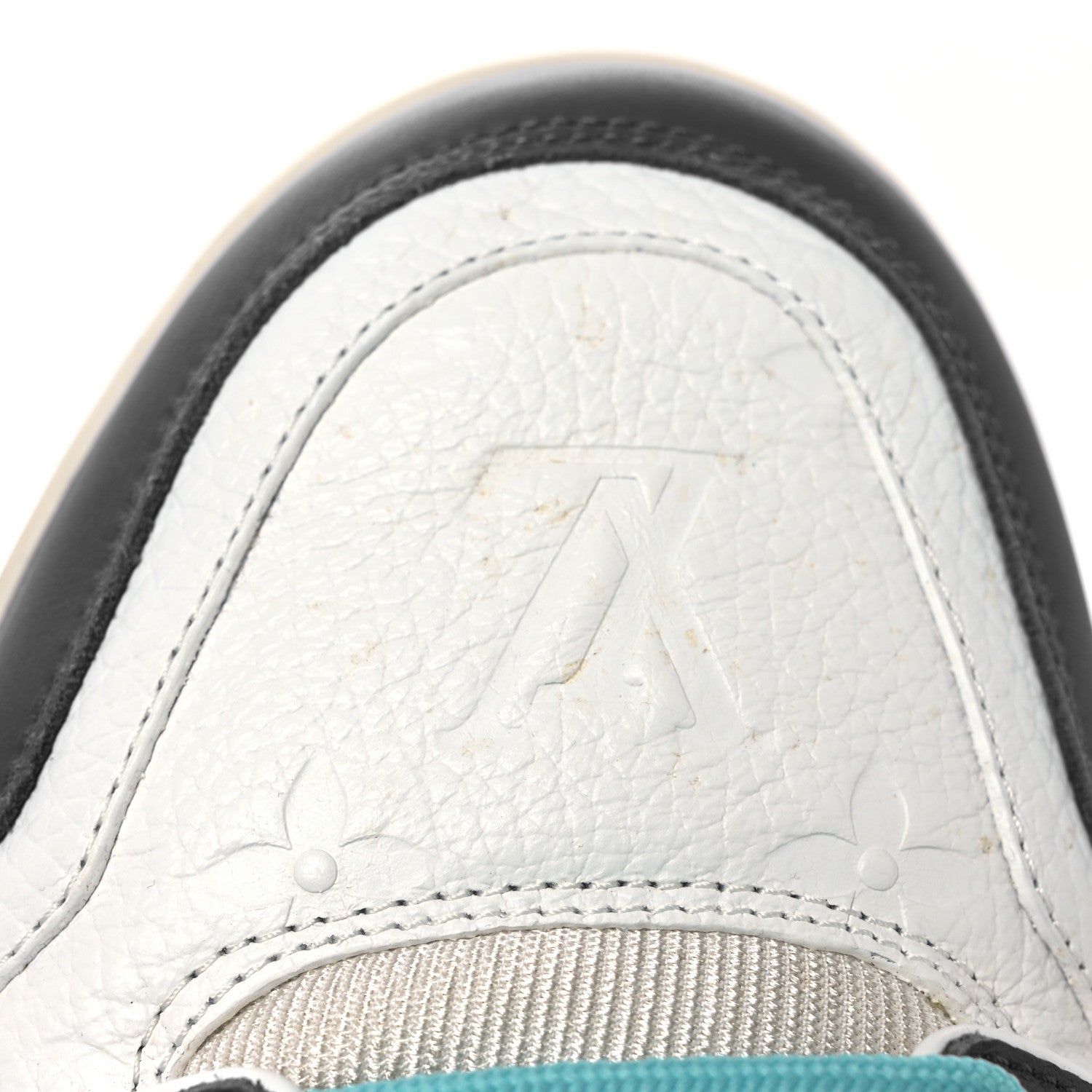 Calfskin Embossed Monogram Mens LV Trainer Sneakers 8.5 Blue