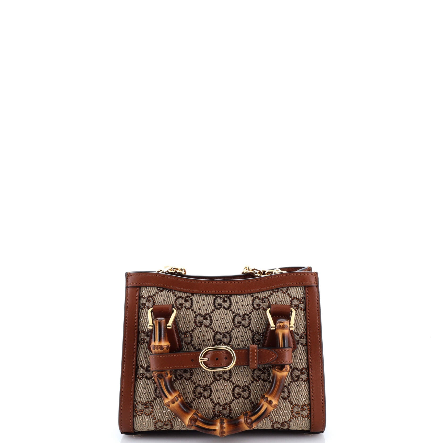 Diana NM Bamboo Handle Tote Crystal Embellished GG Canvas Mini