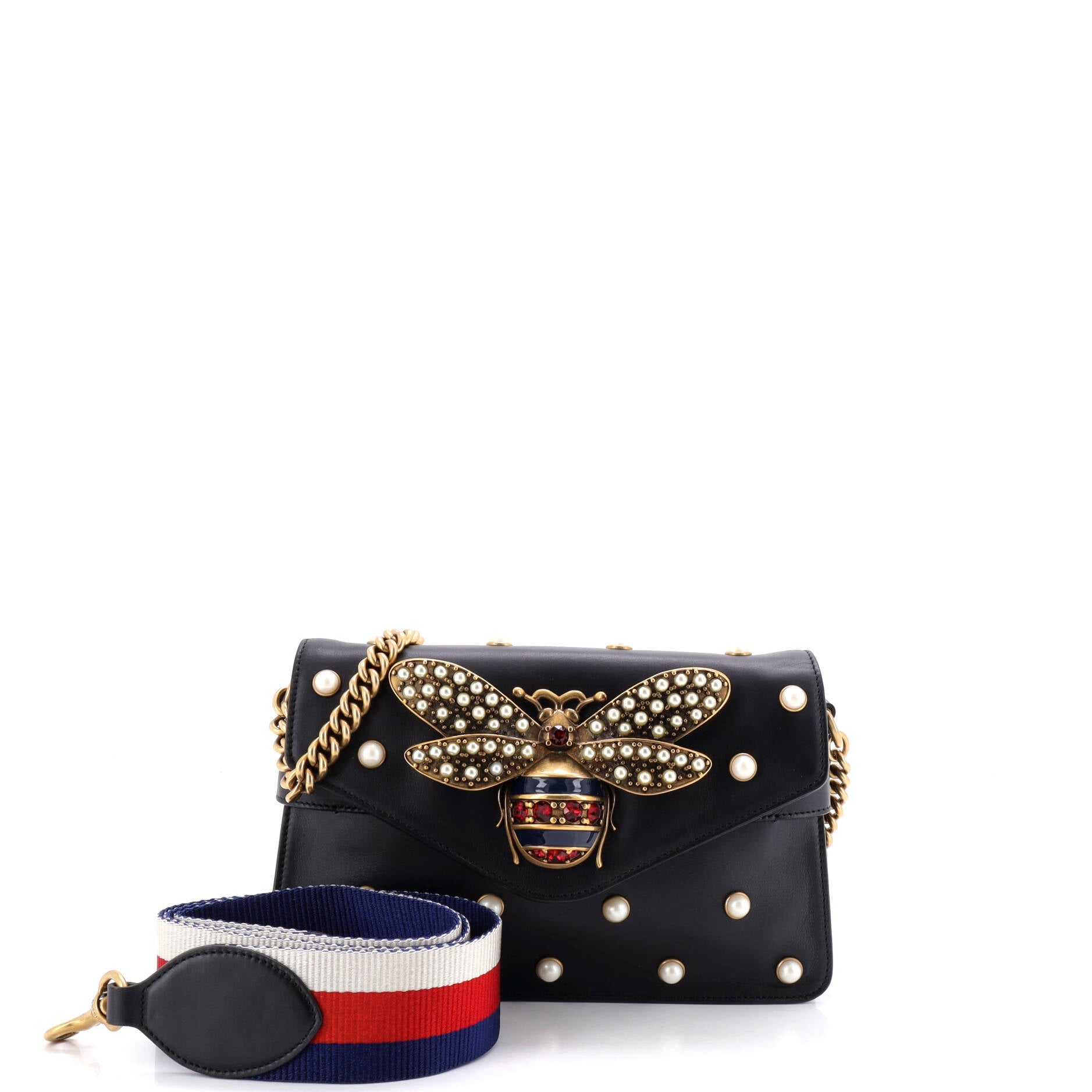 Broadway Pearly Bee Shoulder Bag Embellished Leather Mini