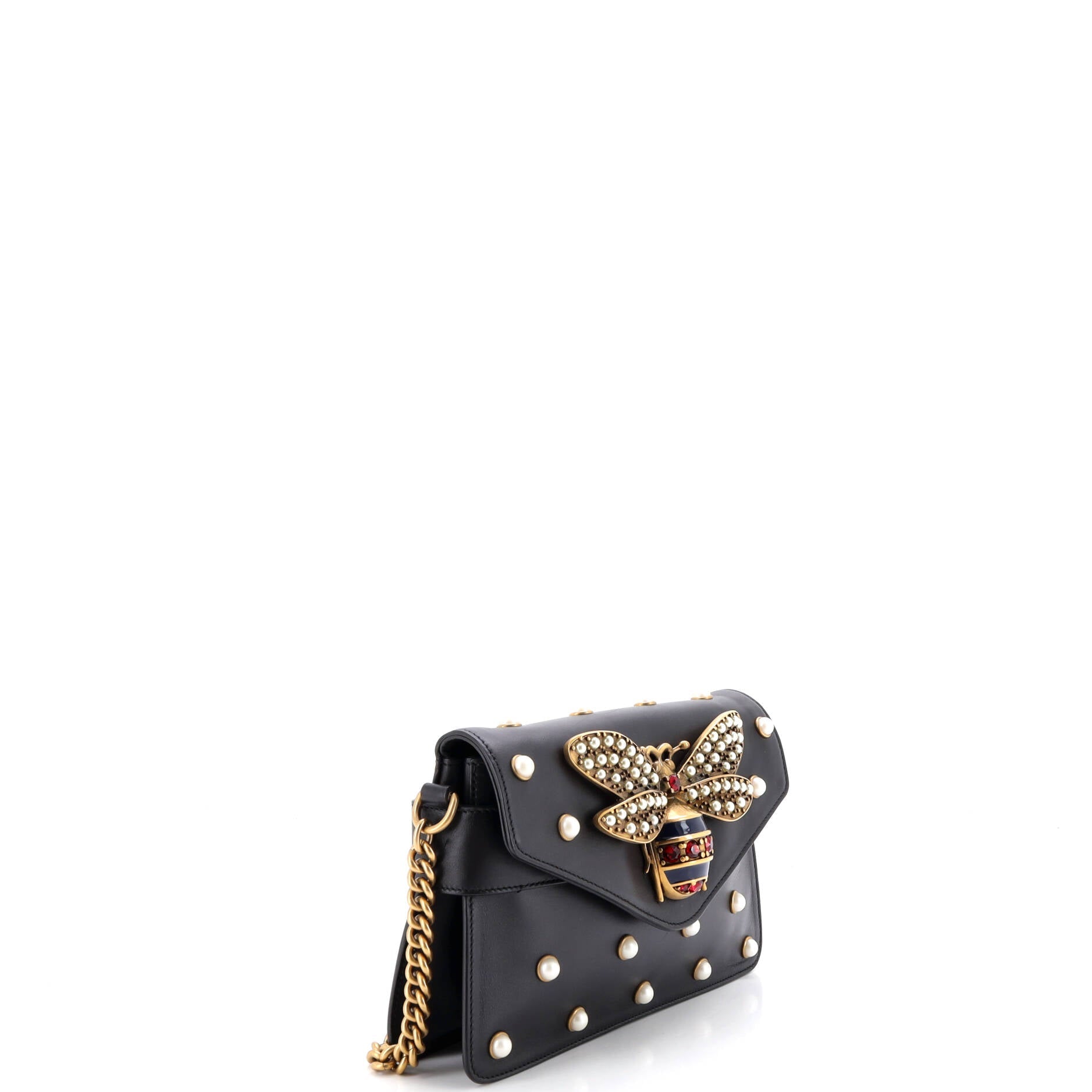 Broadway Pearly Bee Shoulder Bag Embellished Leather Mini