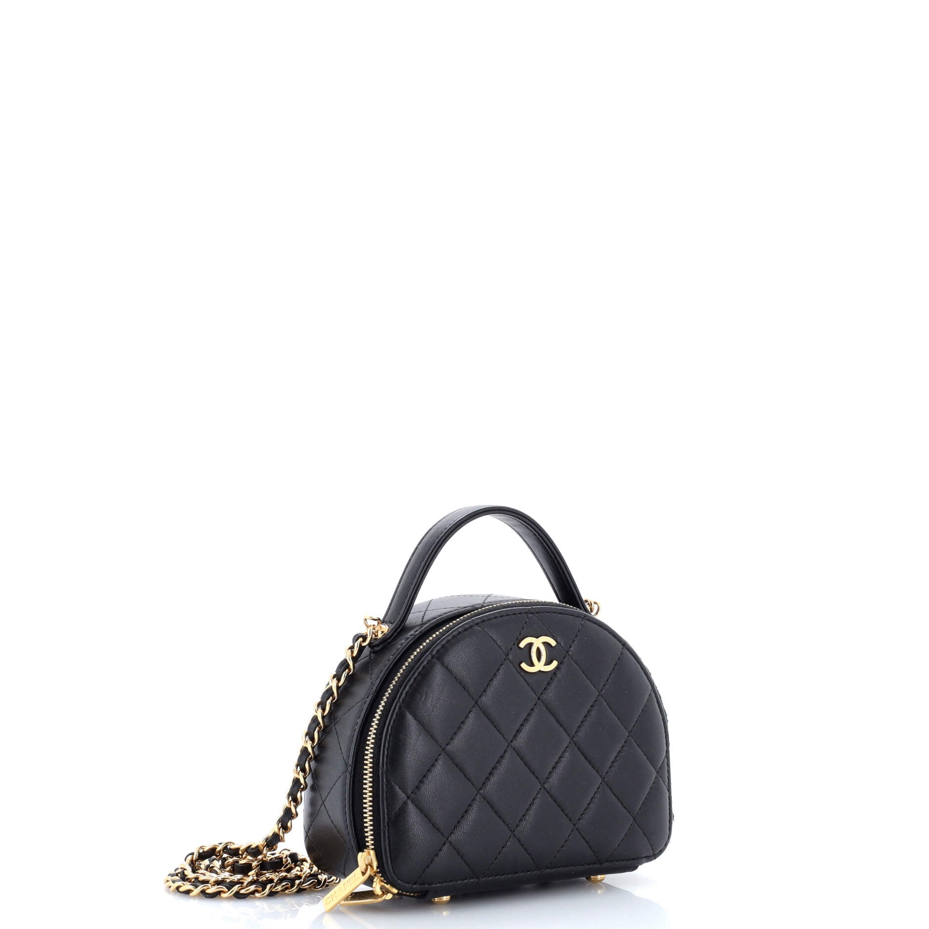 Chic Riviera Vanity Case with Chain Quilted Lambskin