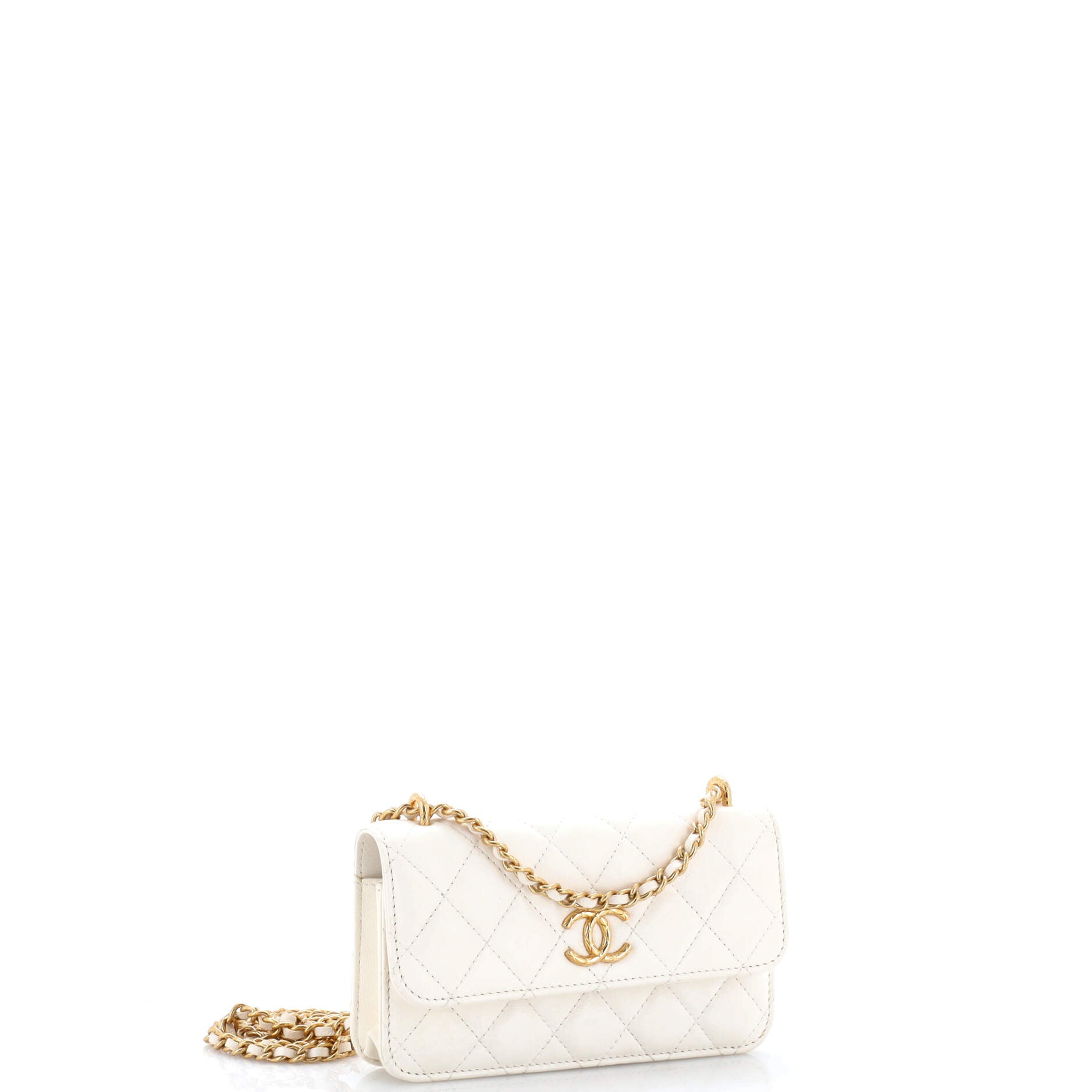 CC Flap Phone Holder with Chain Quilted Lambskin Mini