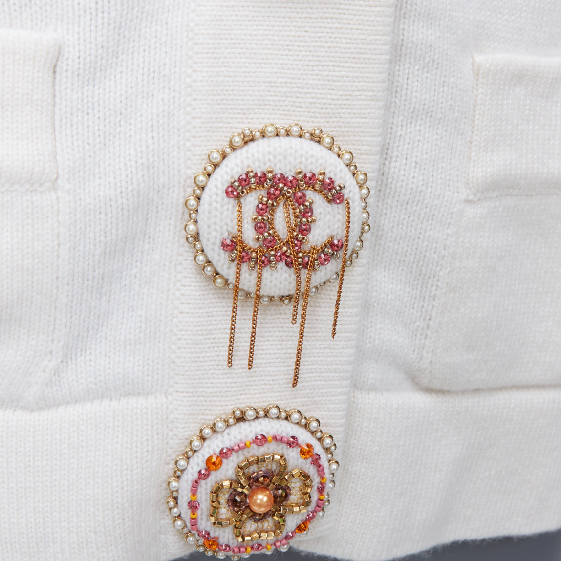 Women's Chanel off cashmere blend CC crystal buttons cardigan