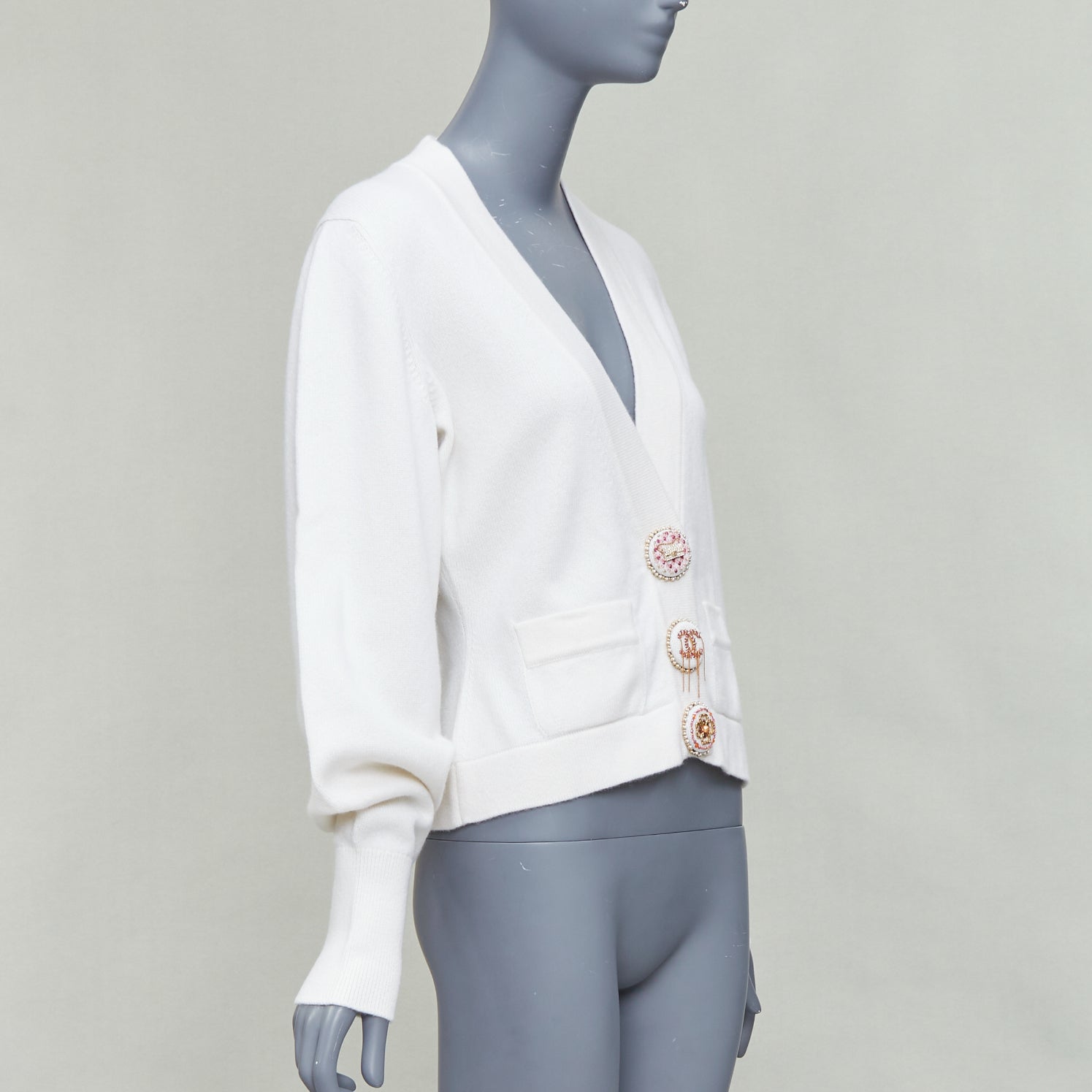 Women's Chanel off cashmere blend CC crystal buttons cardigan