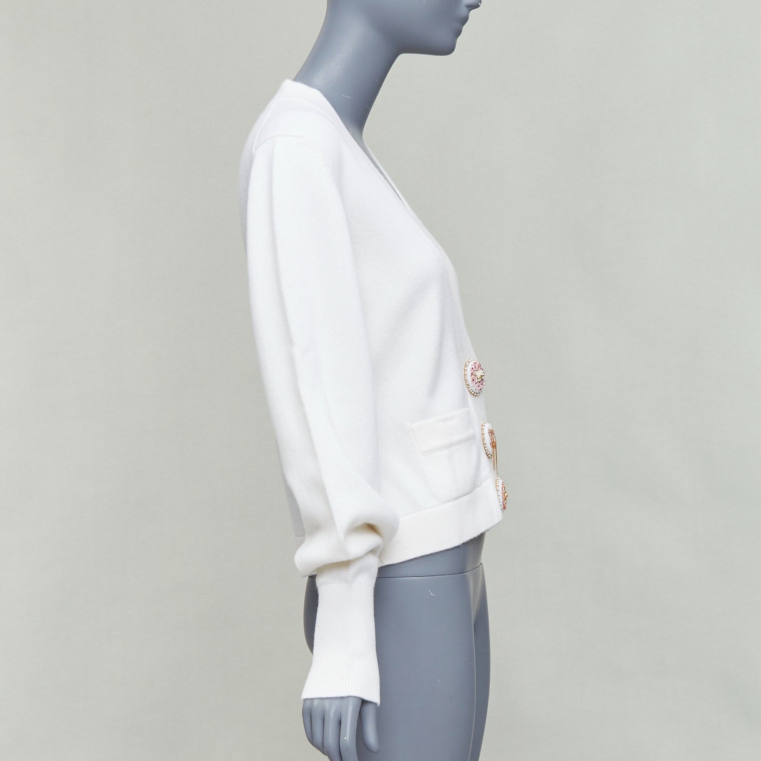 Women's Chanel off cashmere blend CC crystal buttons cardigan