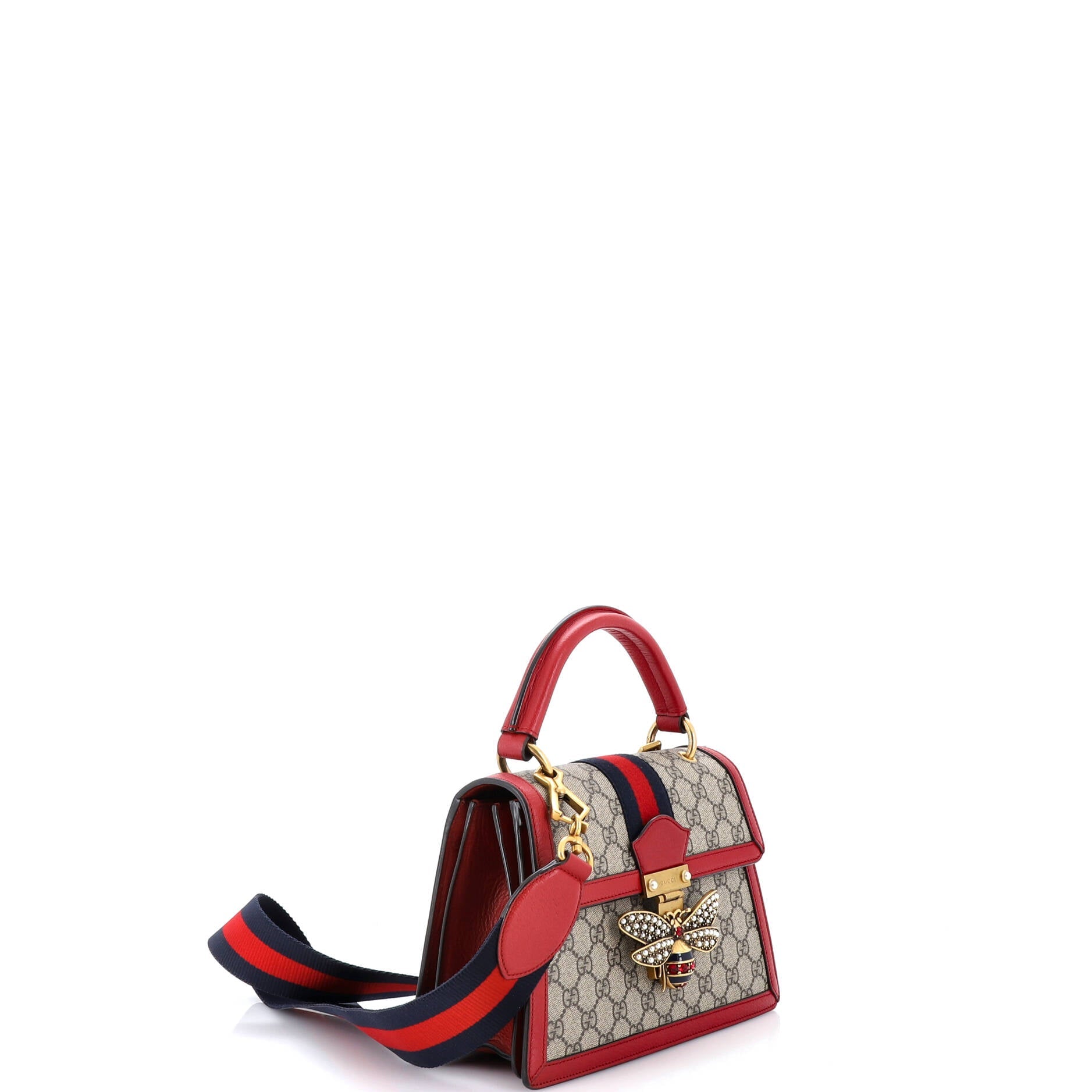 Queen Margaret Top Handle Bag GG Coated Canvas with Leather Small