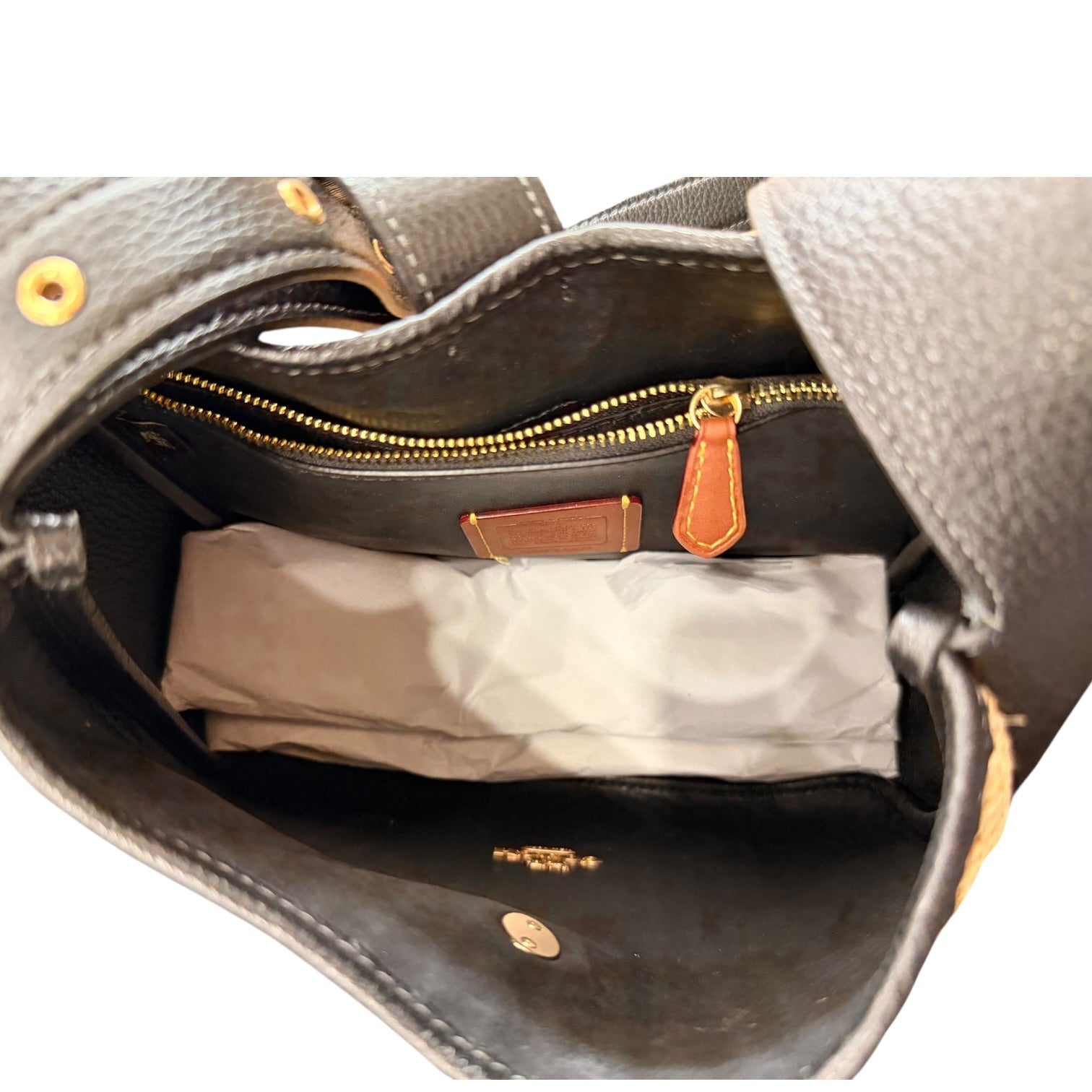 Crossbody Designer By Coach In Black & Tan, Size:Medium