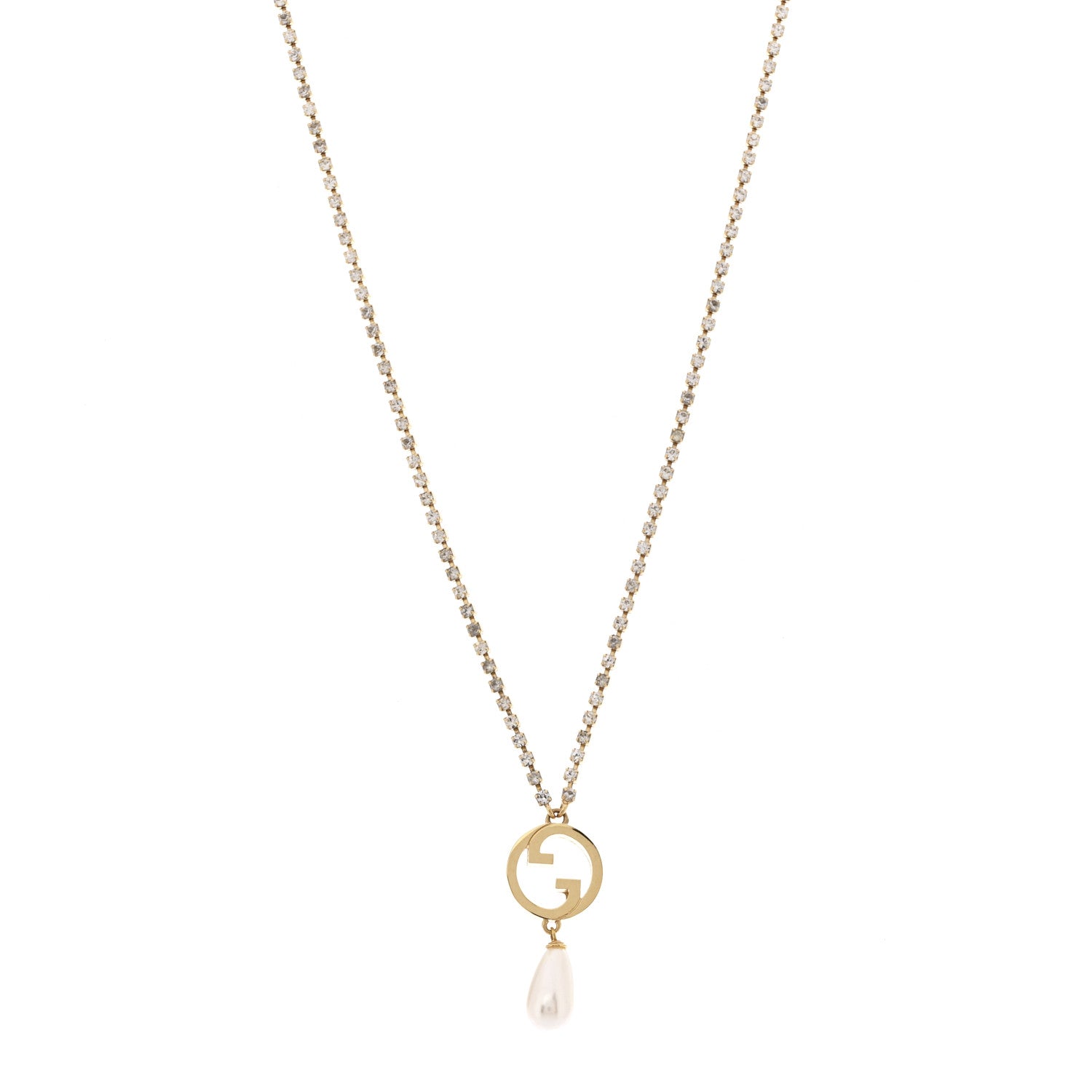 Metal Crystal Pearl Blondie Necklace Gold