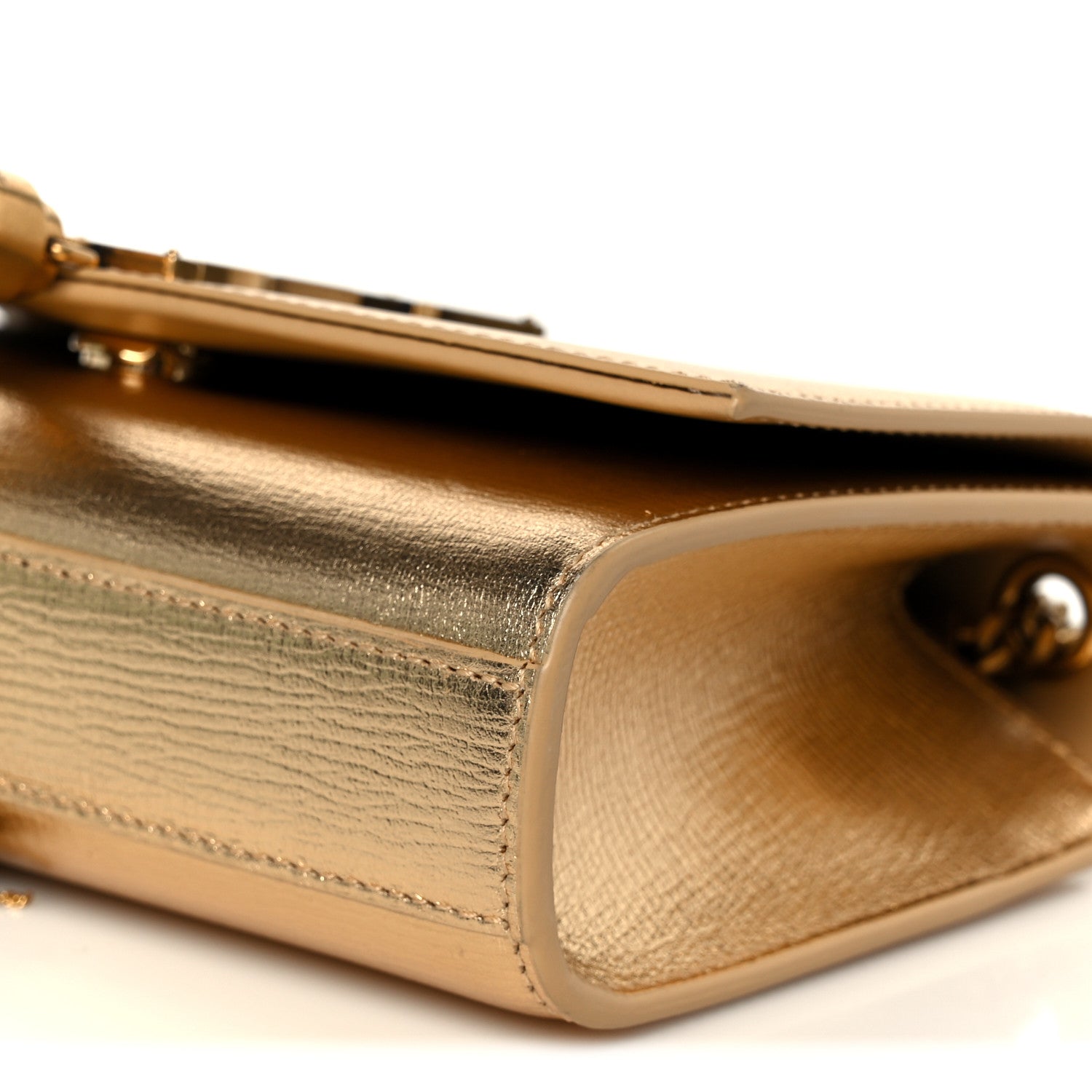 Metallic Calfskin Small Classic Monogram Kate Tassel Satchel Gold