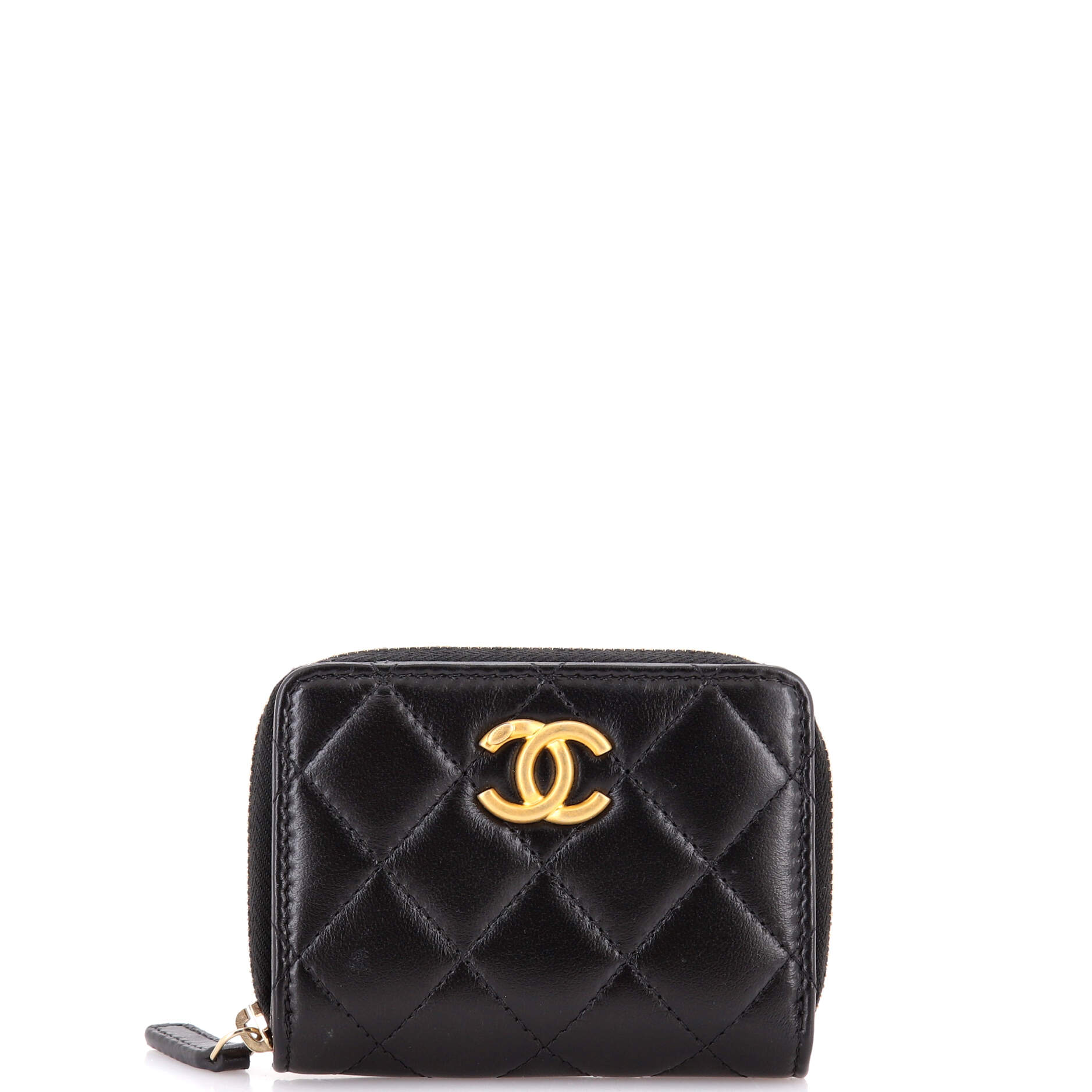 CC Zip Around Wallet Quilted Lambskin Compact