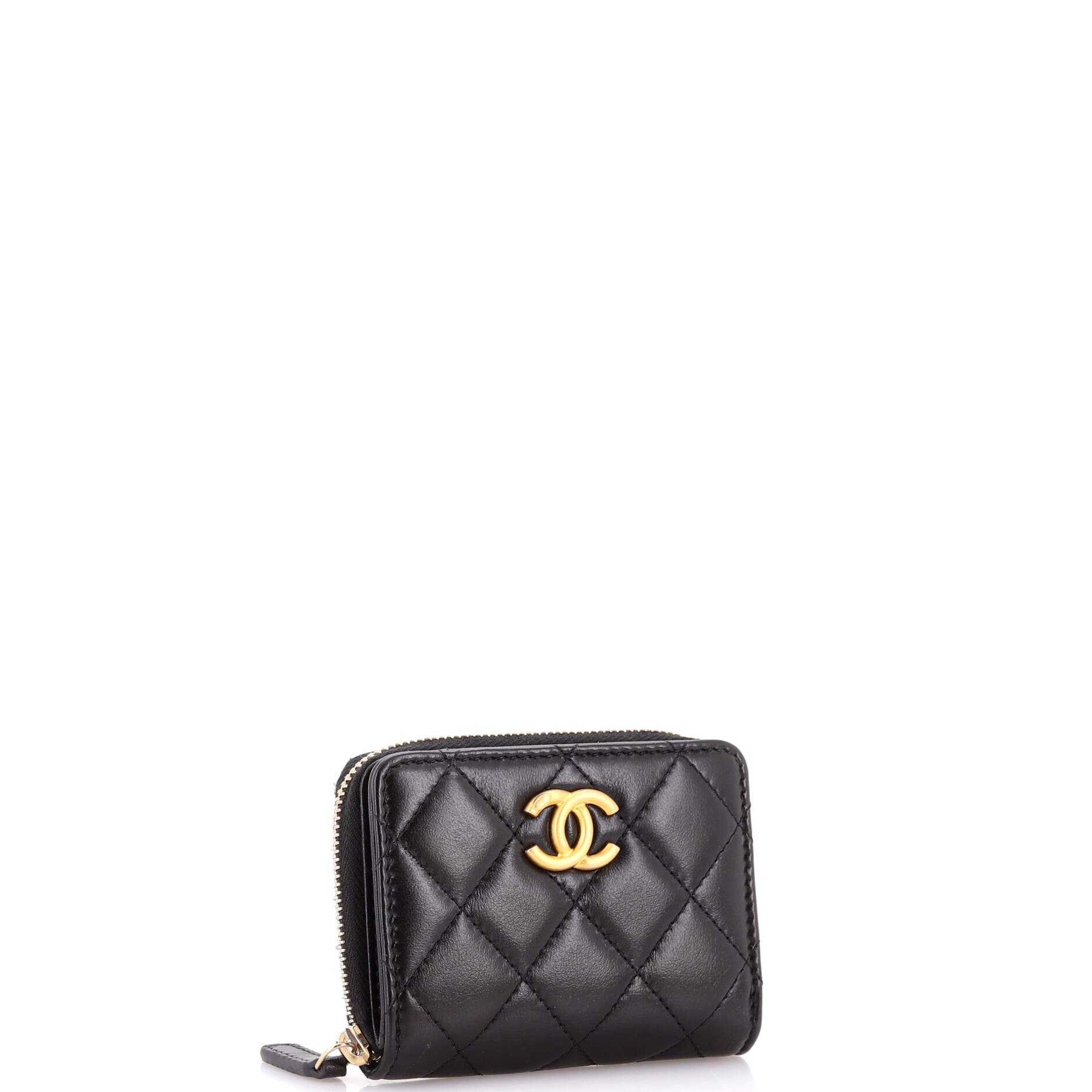 CC Zip Around Wallet Quilted Lambskin Compact