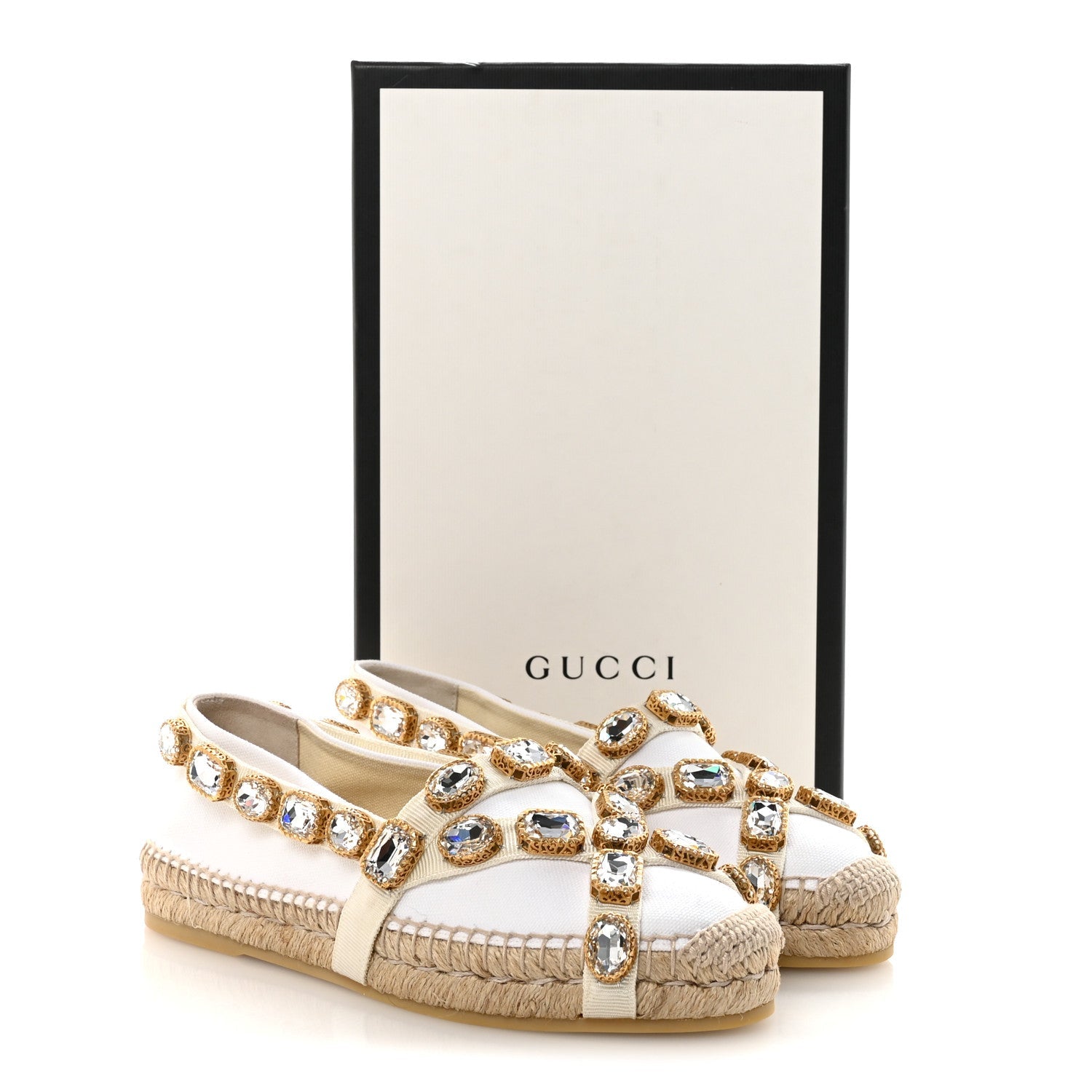 Canvas Crystal Embellished Espadrilles 36.5 Great White