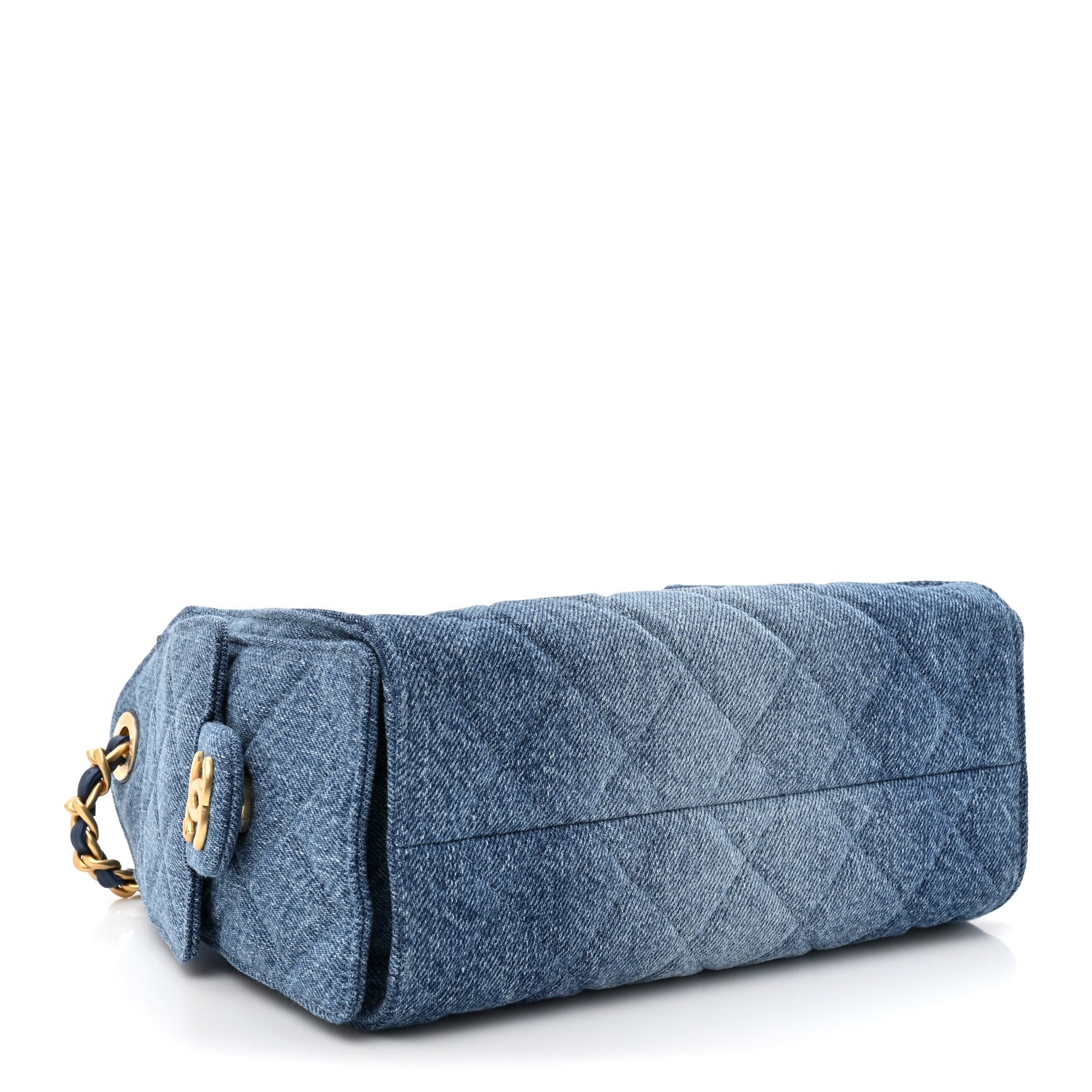 Washed Denim Quilted Mini Chanel 25 Handbag Blue