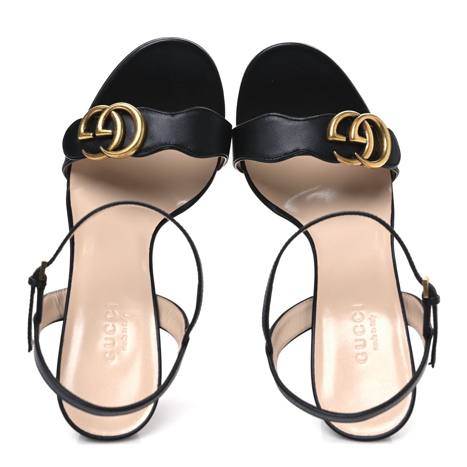 Lifford Calfskin GG Marmont Ankle Wrap 105mm Sandals 37 Black