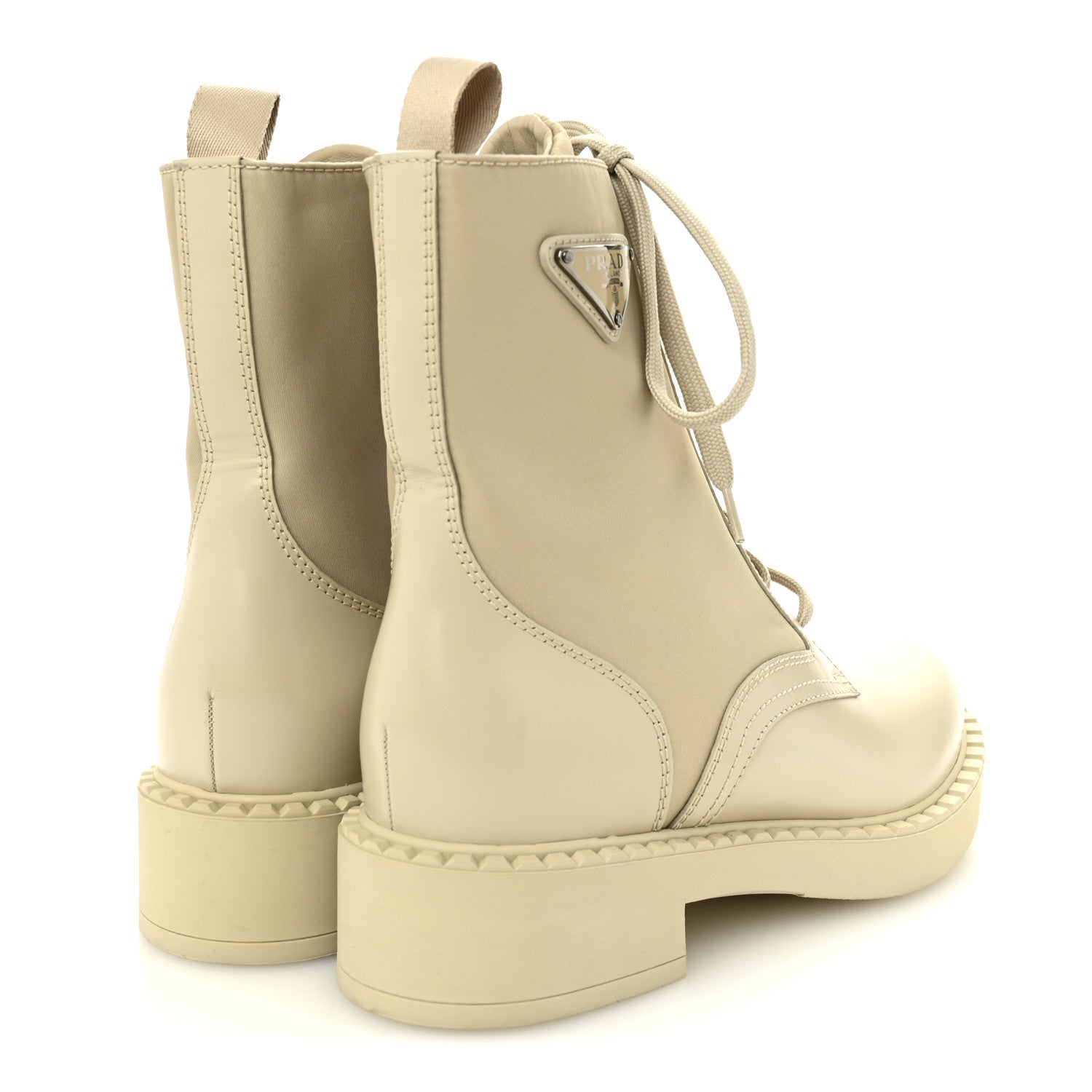 Spazzolato Re-Nylon Metal Triangle Logo Womens 50mm Combat Boots 39 Deserto