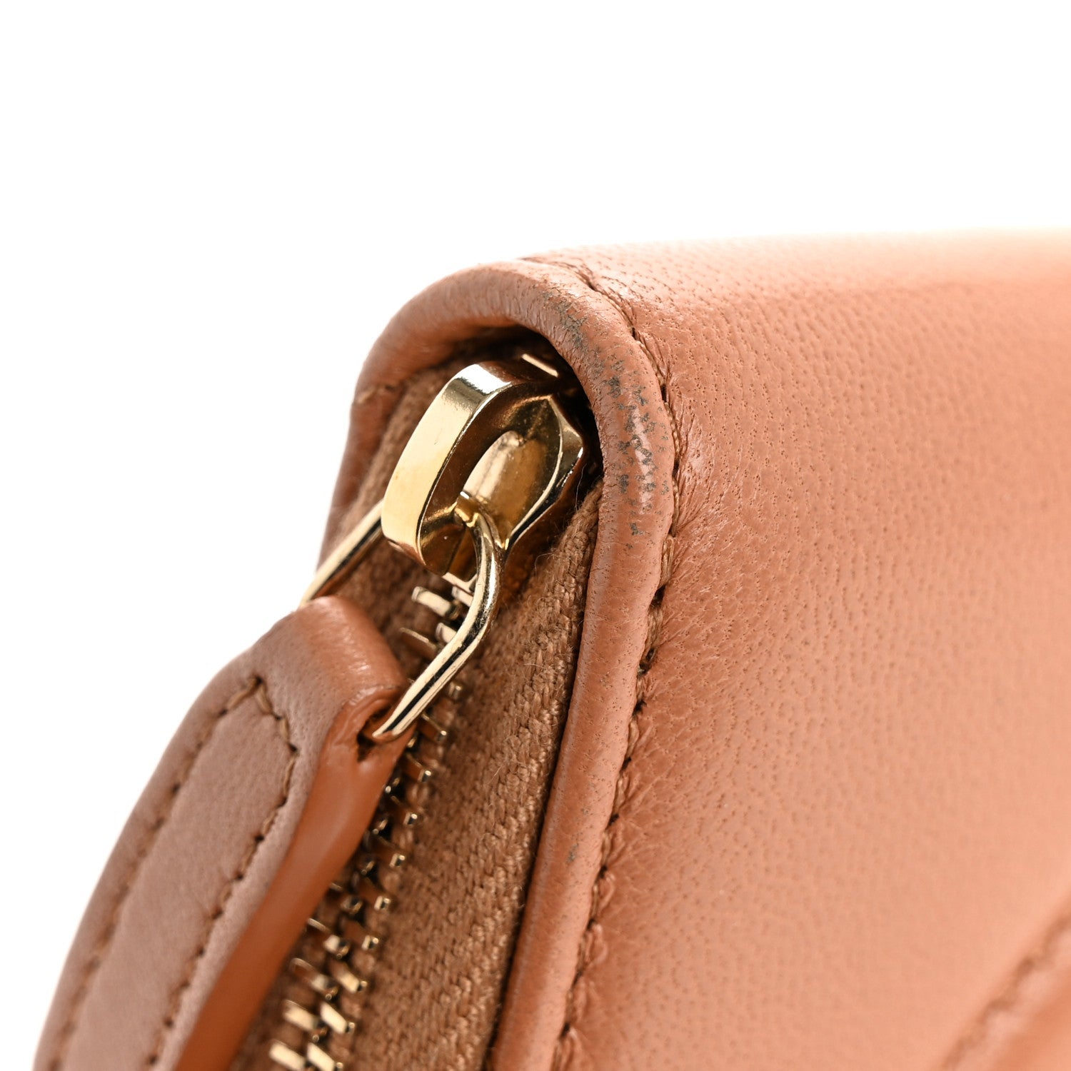 Lambskin Quilted Chanel 19 Zip Around Coin Purse Wallet Brown
