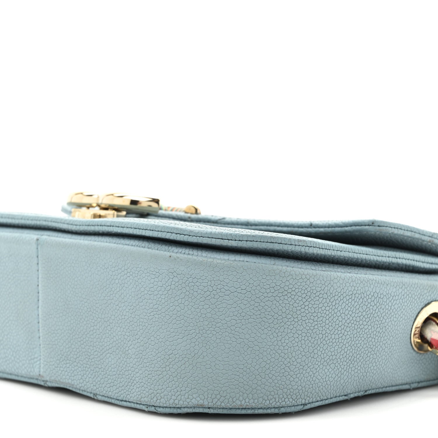 Grained Calfskin Quilted Small Cuba Top Handle Flap Blue