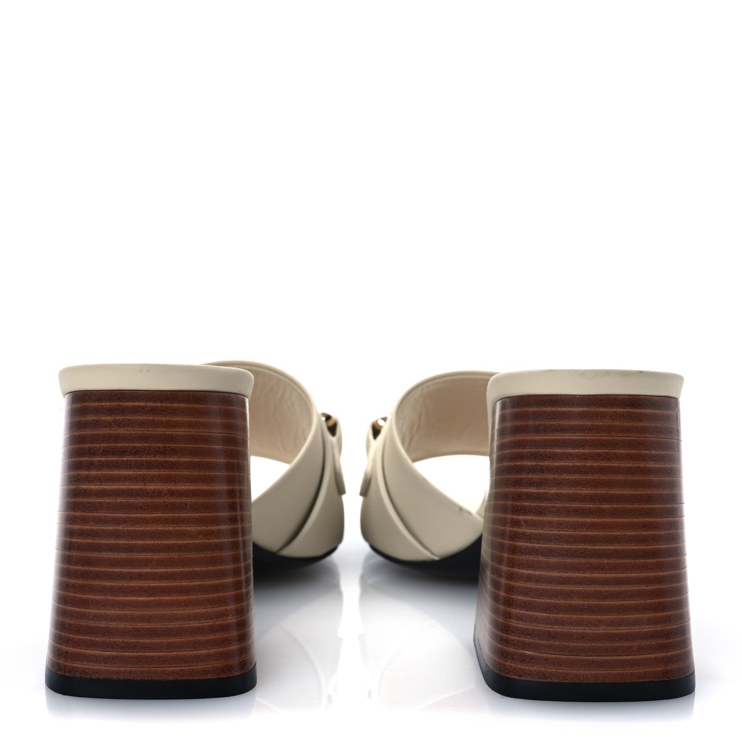 Calfskin Signoria 75mm Slide Sandals 39.5 New Ivoire