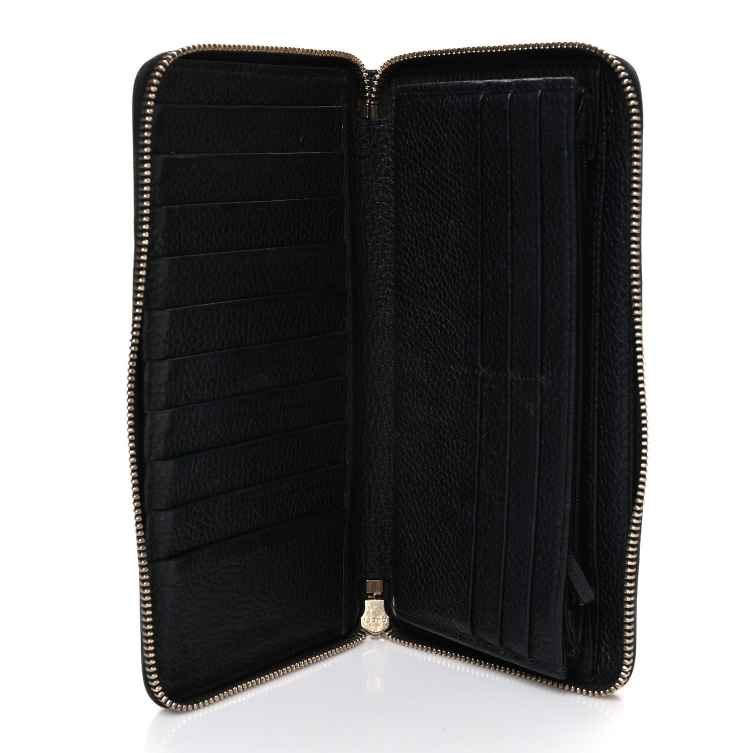Pebbled Calfskin Soho Zip Around Wallet Black