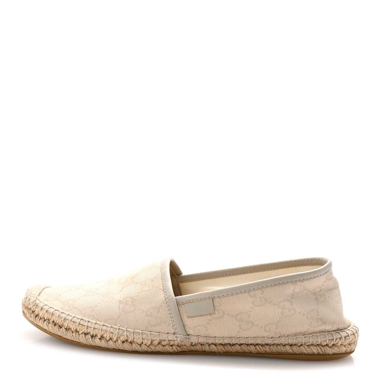 Washed Cotton Miro Soft Calfskin GG Monogram Espadrilles 39 White Mystic White