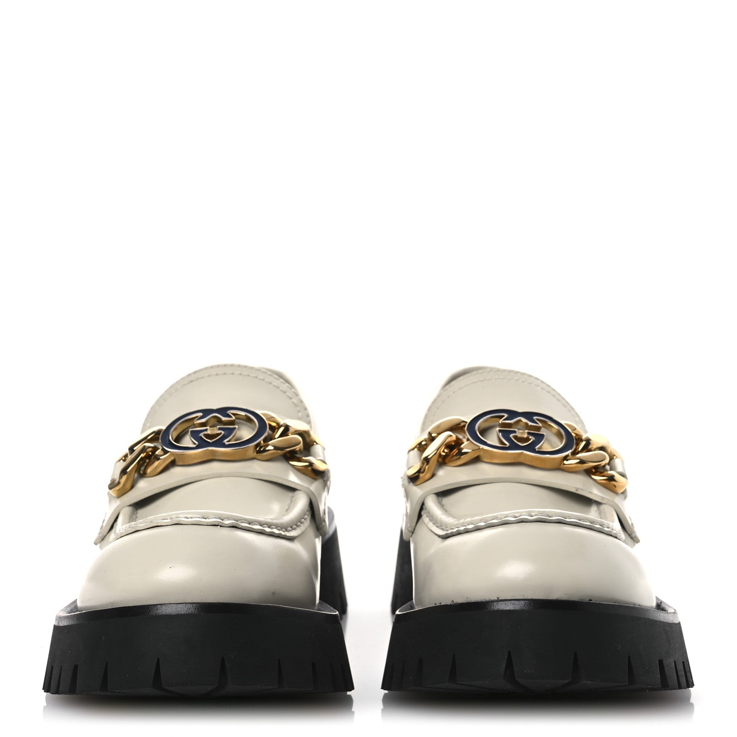 Cordovan Lux Womens Jeanne Platform Lug Sole 30/45mm Loafers 39 Mystic White