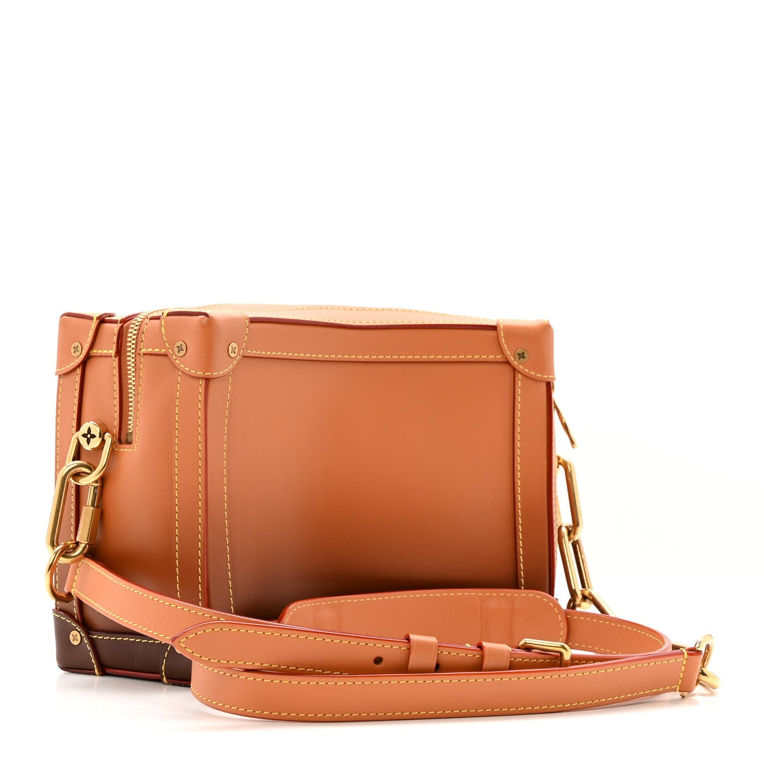 Cowhide Curved Soft Trunk Tan