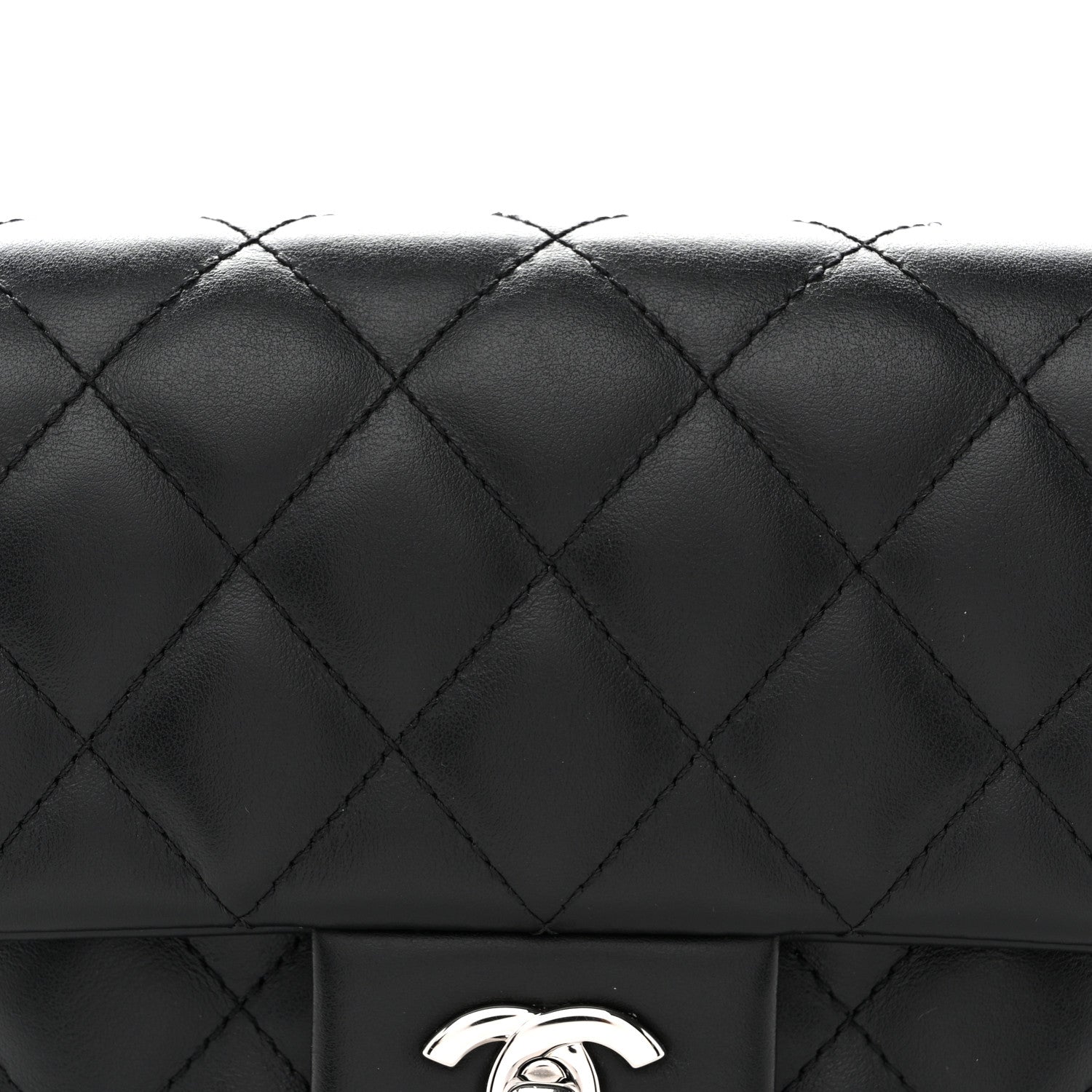 Calfskin Quilted CC Uniform Flap Belt Bag Black