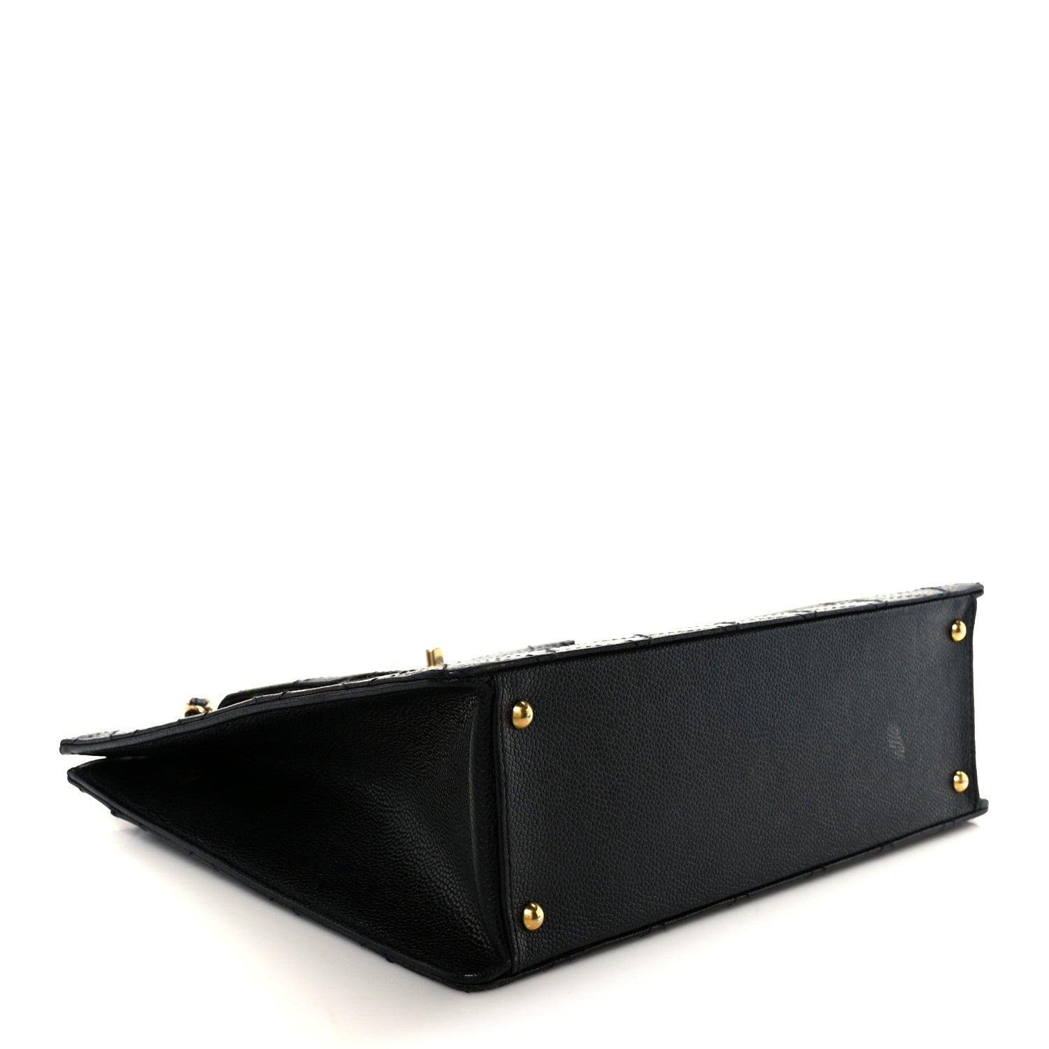 Caviar Quilted Flap Shopping Tote Black