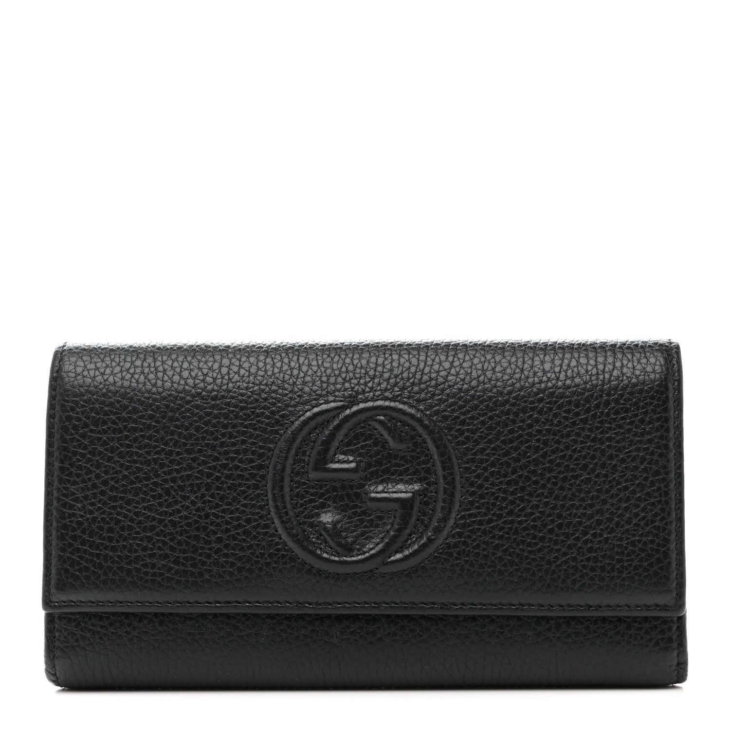 Pebbled Calfskin Large Soho Continental Wallet Black
