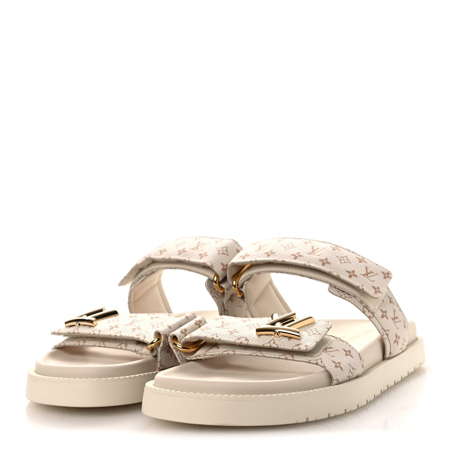Monogram LV Sunset Comfort Flat Sandals 40 Dune Beige