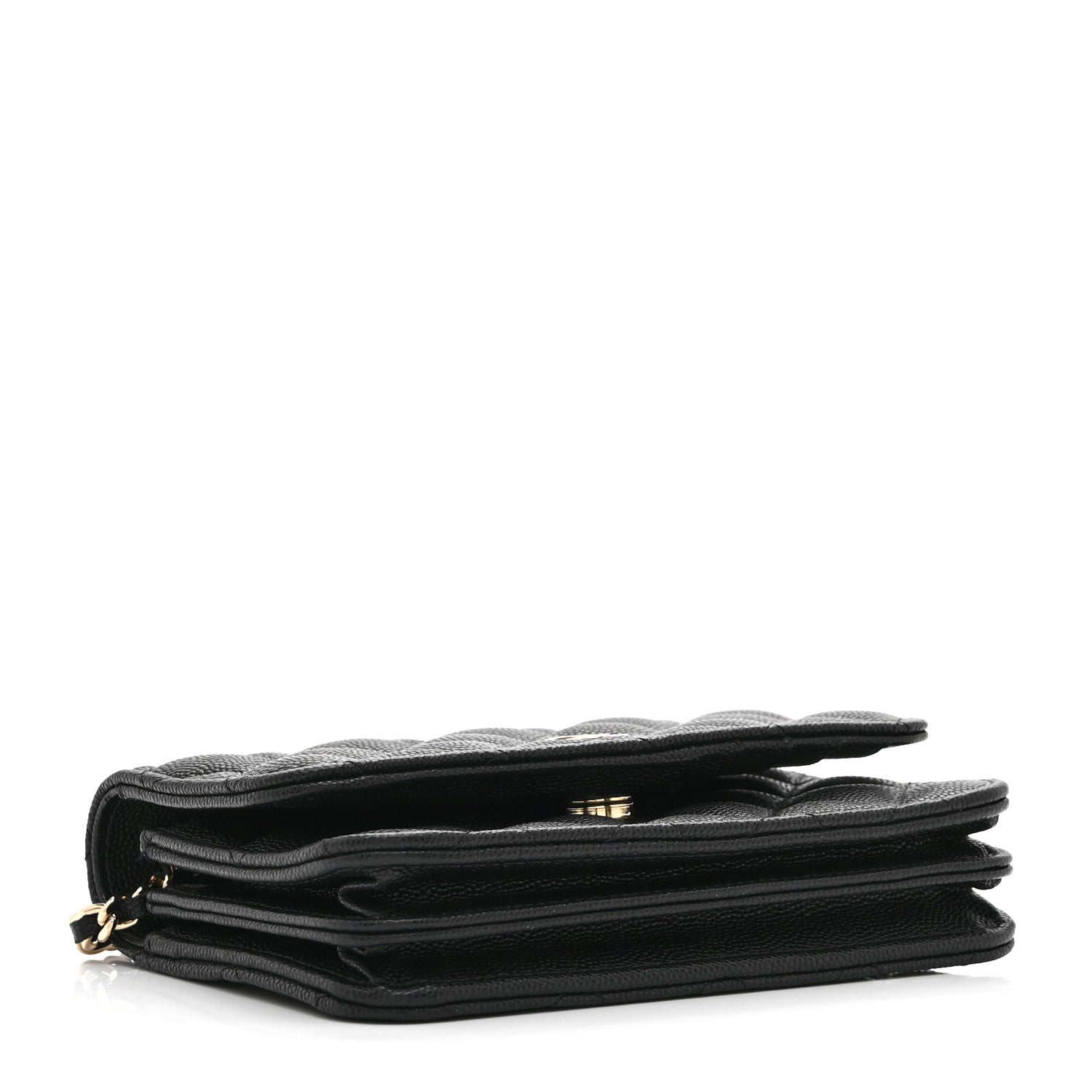 Caviar Quilted Mini Wallet On Chain WOC Black