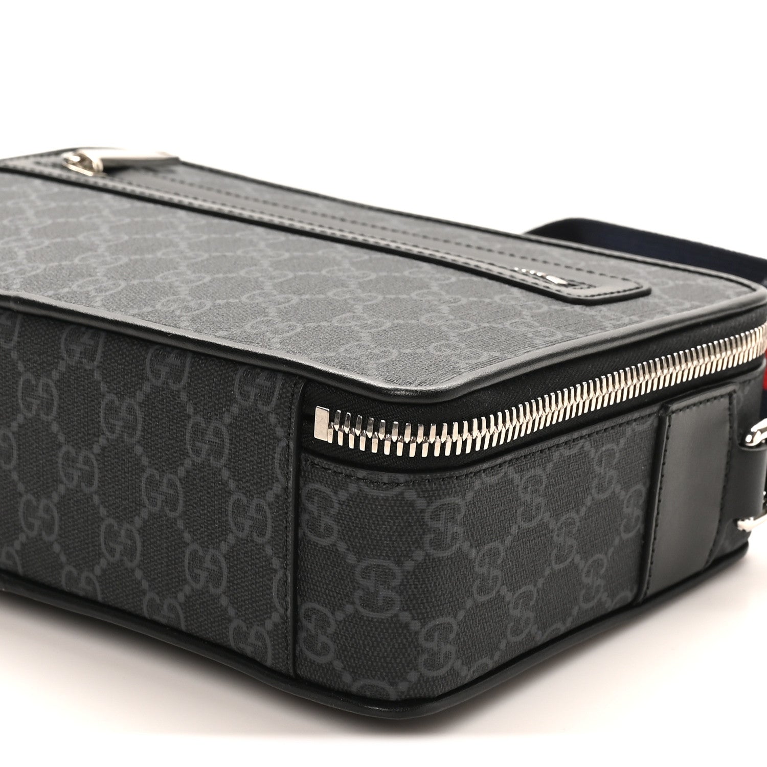 GG Supreme Monogram Web Small Shoulder Bag Black Grey