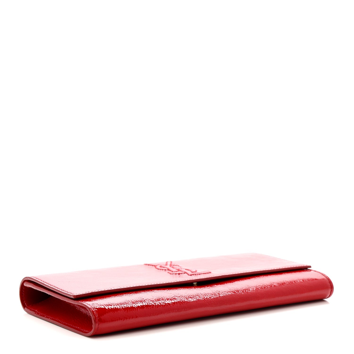Textured Patent Monogram Large Belle De Jour Clutch Red