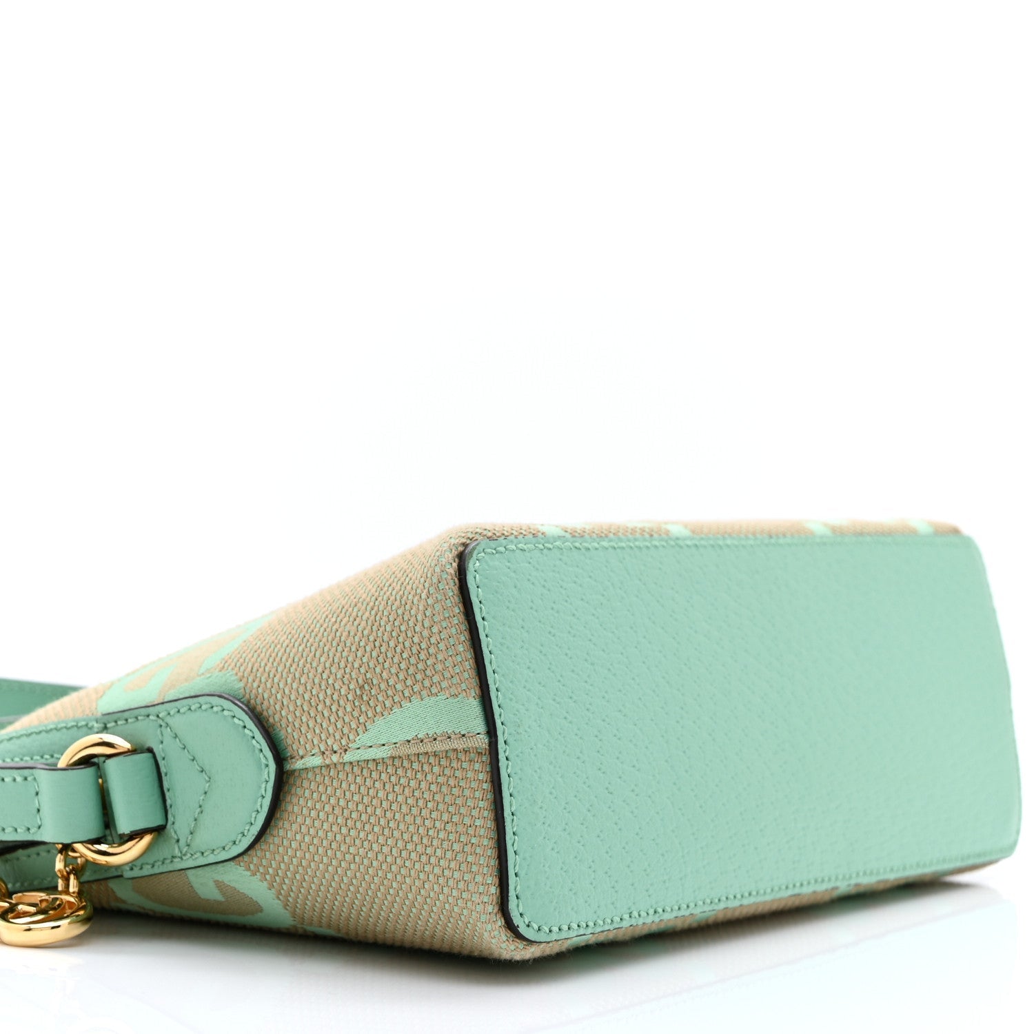 Monogram Jumbo GG Textured Dollar Calfskin Small Ophidia Dome Shoulder Bag Beige Pepperlight Mint