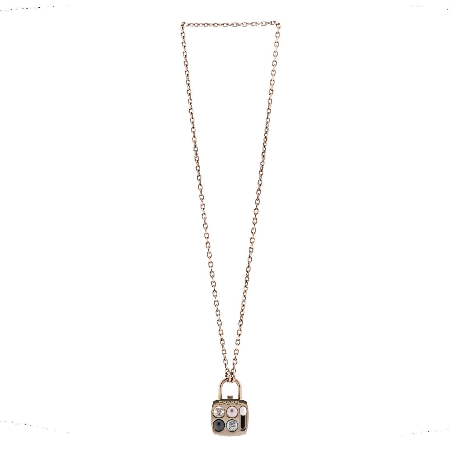 Pearl Resin Crystal CC No 5 Eyeshadow Pendant Necklace Multicolor