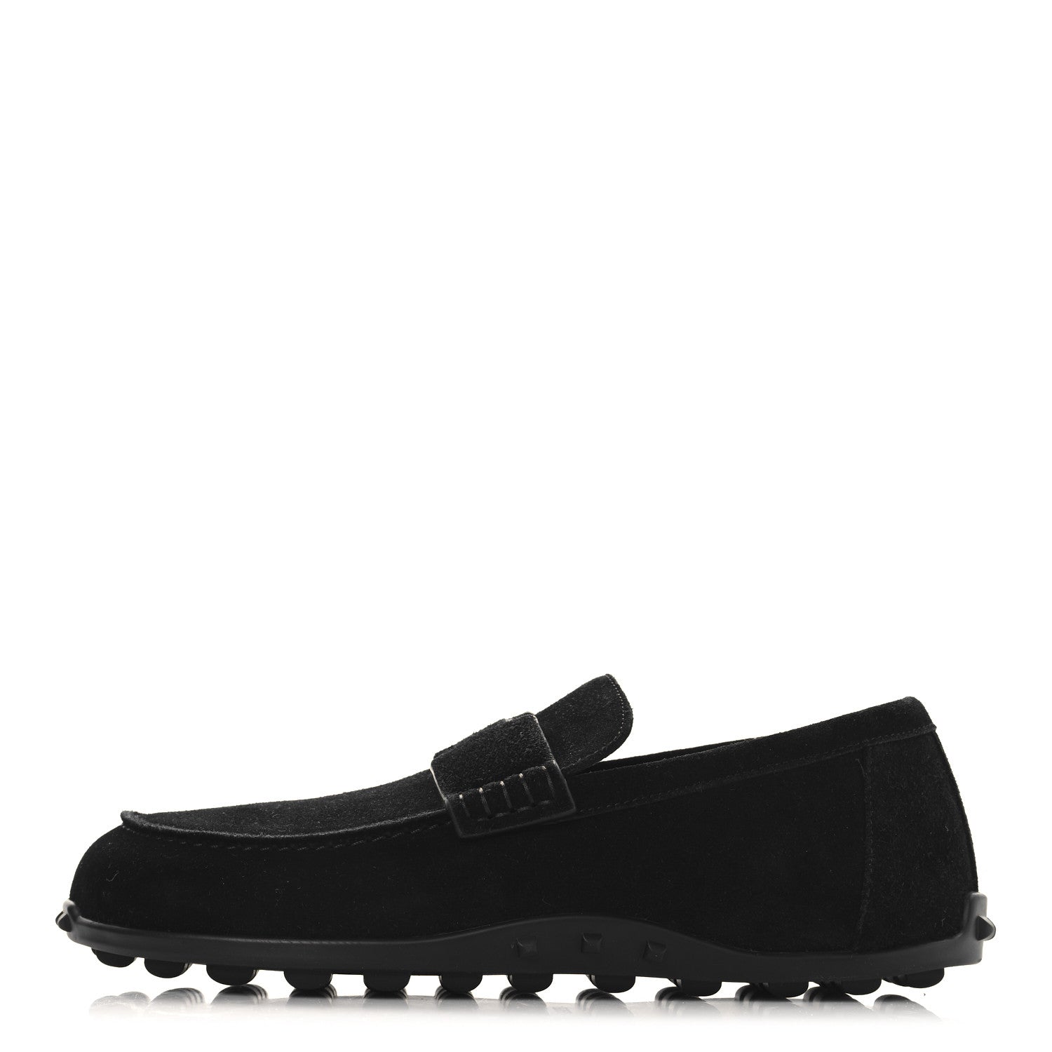 Suede Calfskin Lazy Loafers 37 Black