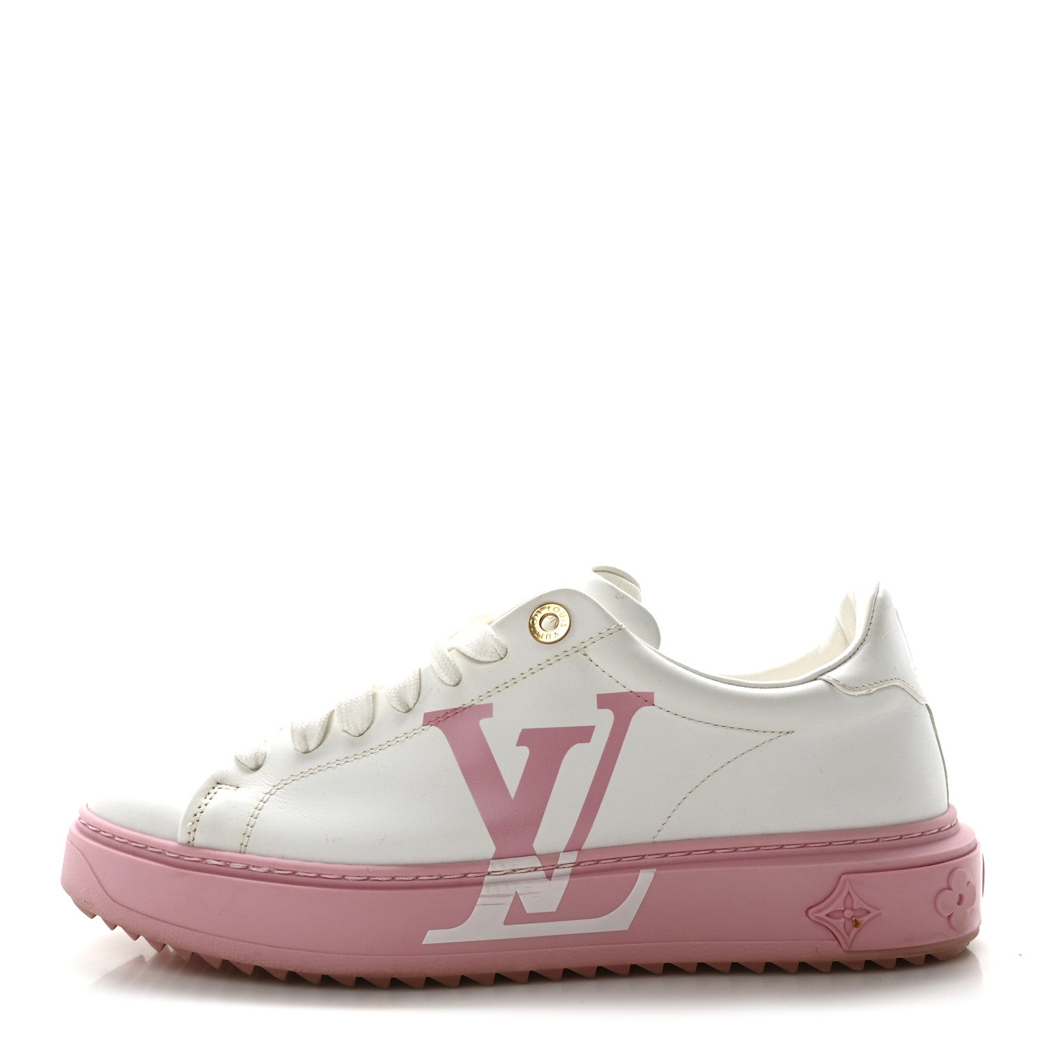 Calfskin LV Timeout Sneaker 40 White Rose Clair