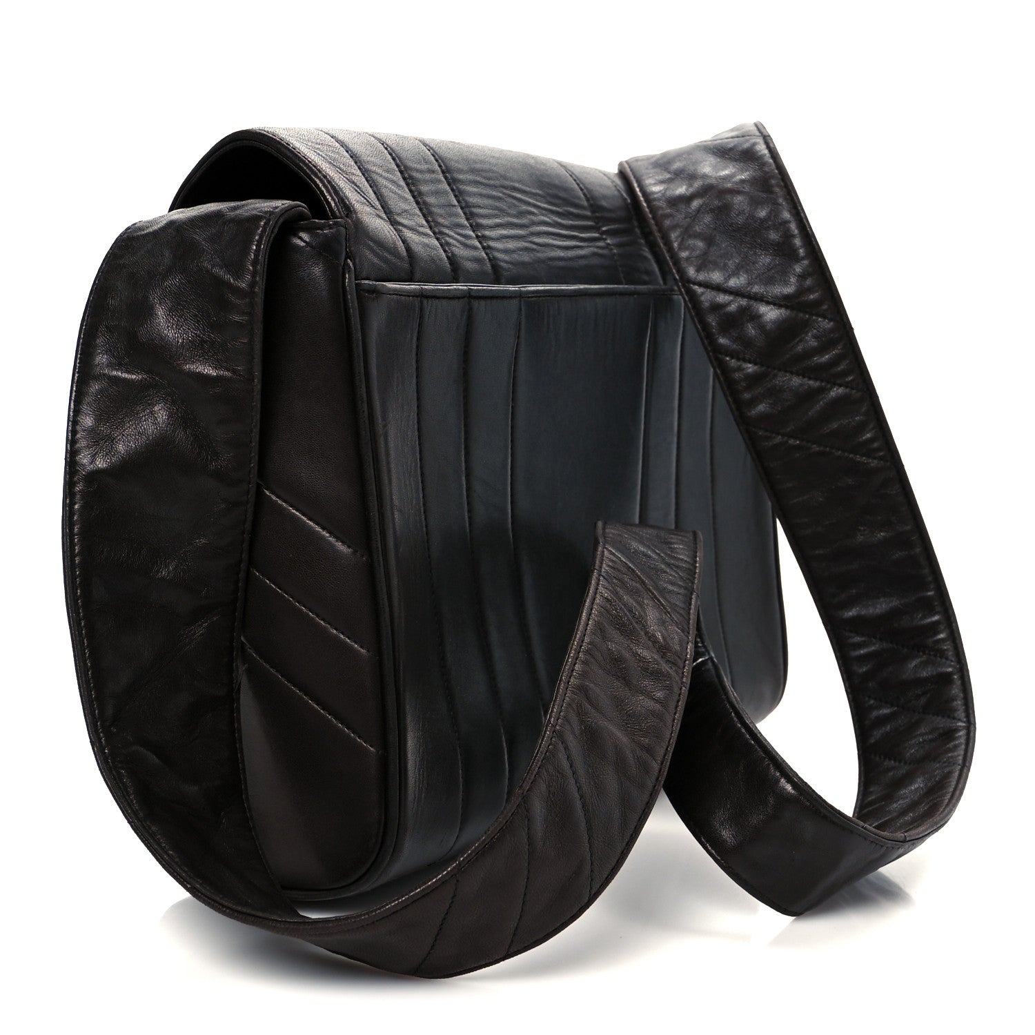 Lambskin Vertical Quilted CC Flap Shoulder Bag Brown